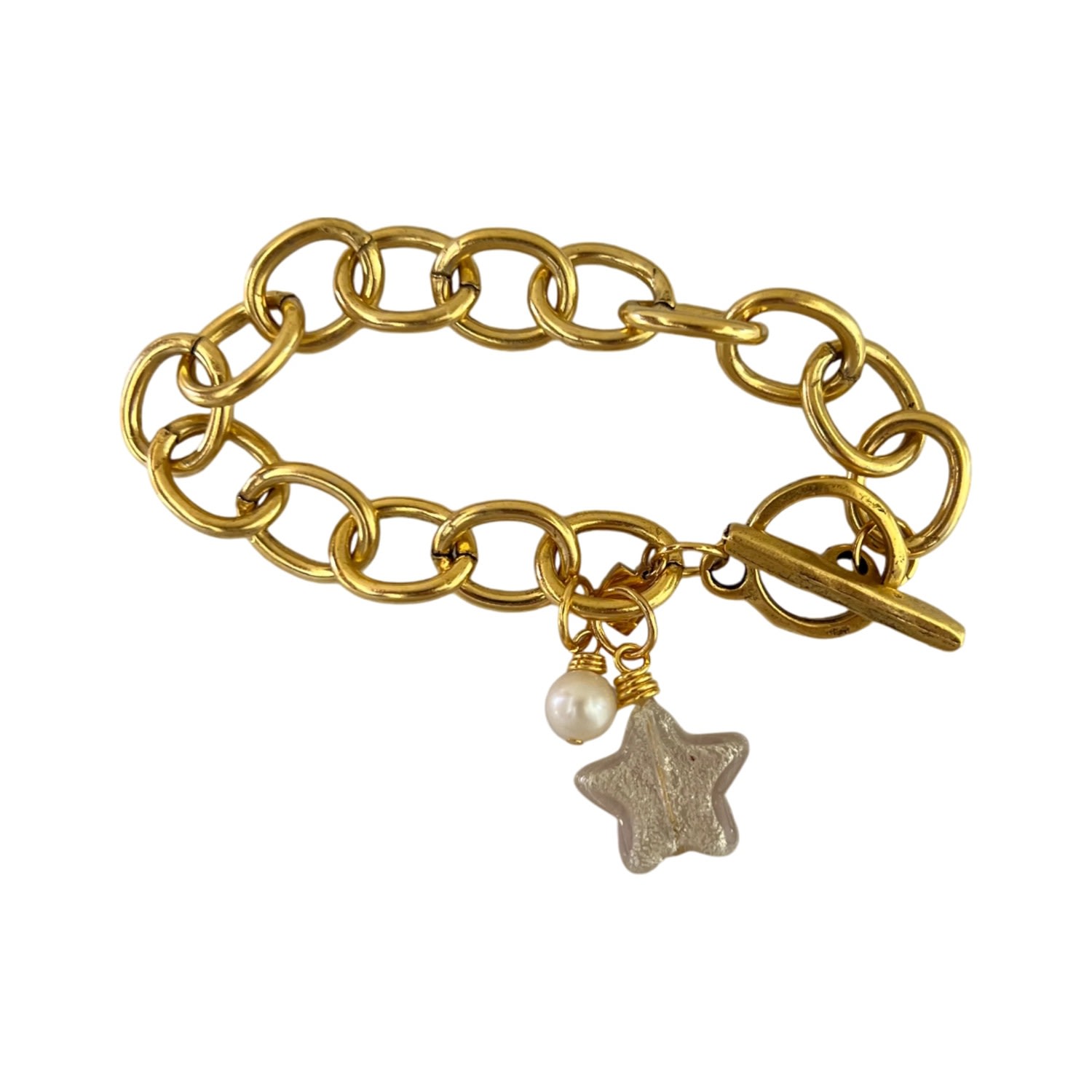 Sccollection Women's Pink / Purple / White Lille Glass Star Bracelet- Pinky White