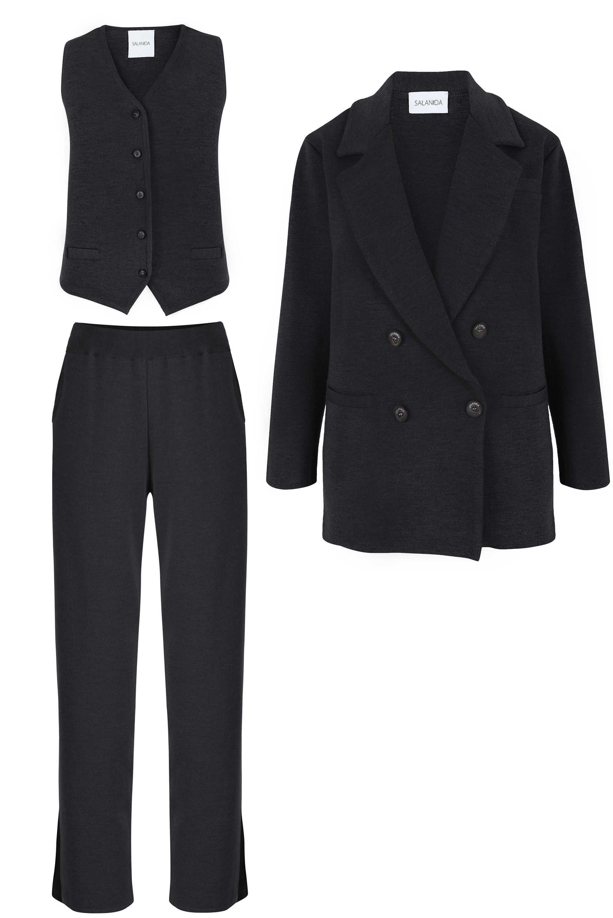 Salanida Women's Ora, Forza & Galante 100% Merino Co-ord In Black In Black