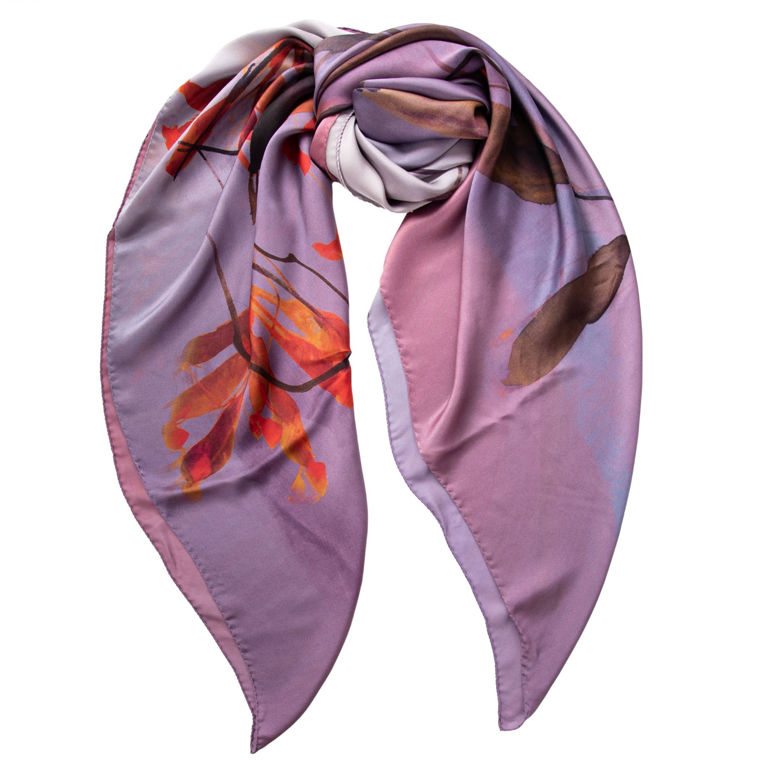 Elizabetta Fuchsia and Red Square Silk Satin Scarf