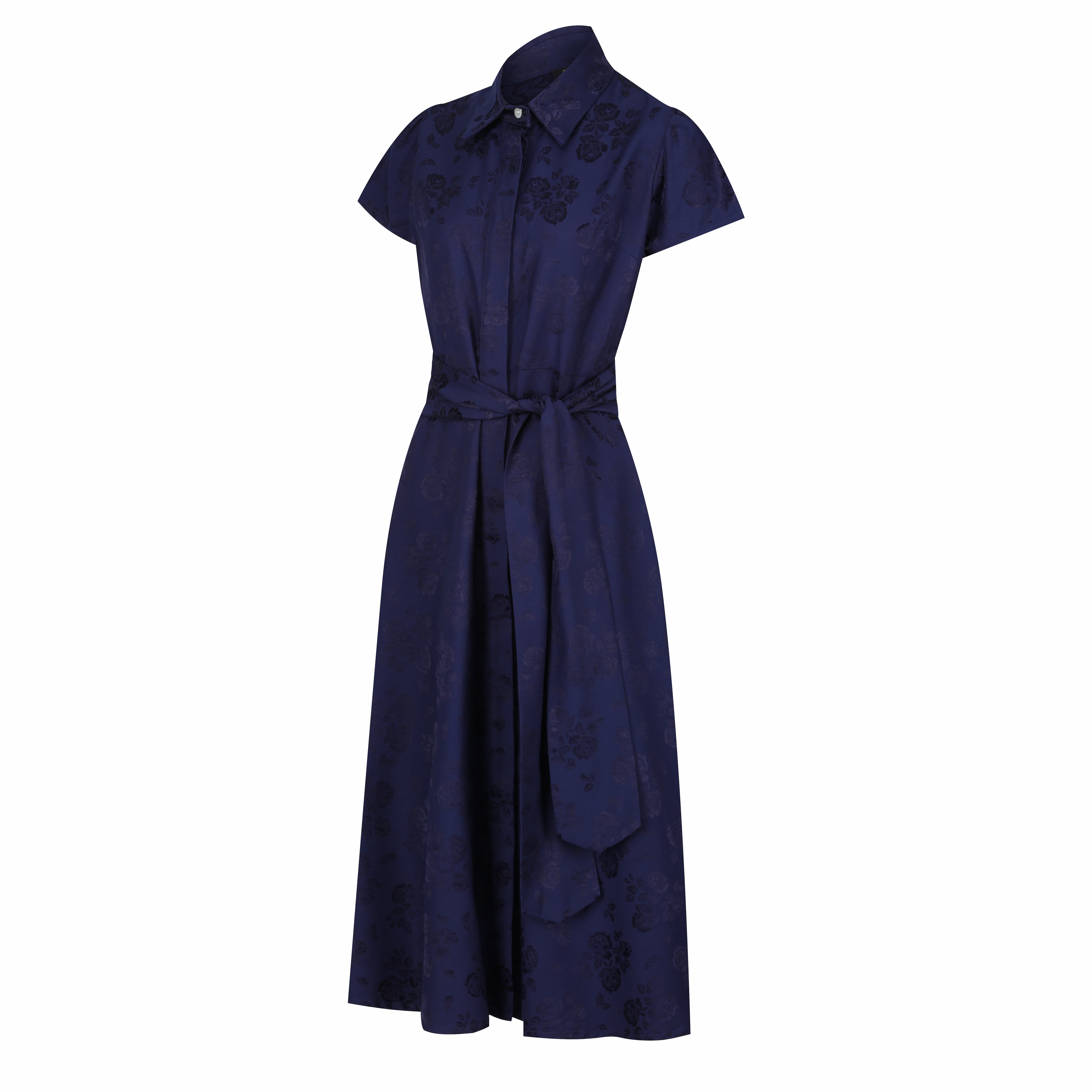 Lioness By Tf Women's Royal Blue Petals Short Sleeve Shirt Dress