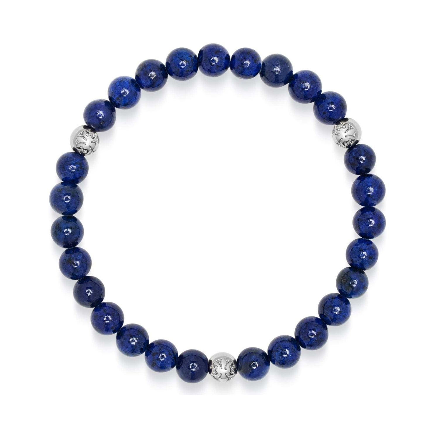Nialaya Men's Blue / Silver Lapis Lazuli Bracelet With Silver Balls