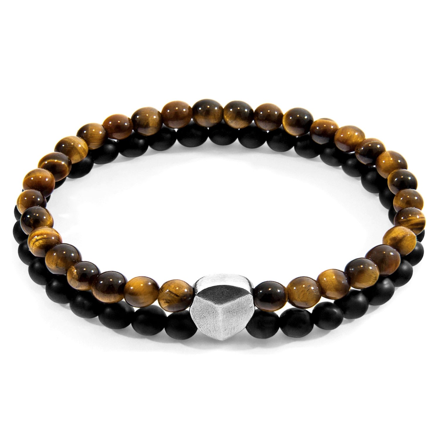 Men’s Brown / Black Brown Tigers Eye Iguazu Silver & Stone Bracelet Anchor & Crew