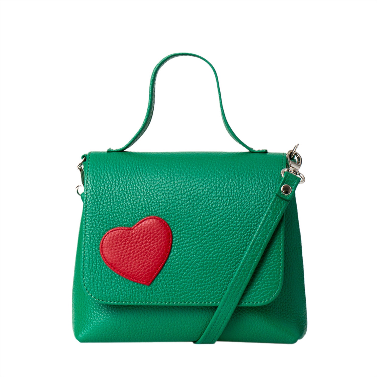 Laura Olaru Women's Kelly Green Mini Love Bag With Red Heart Attached