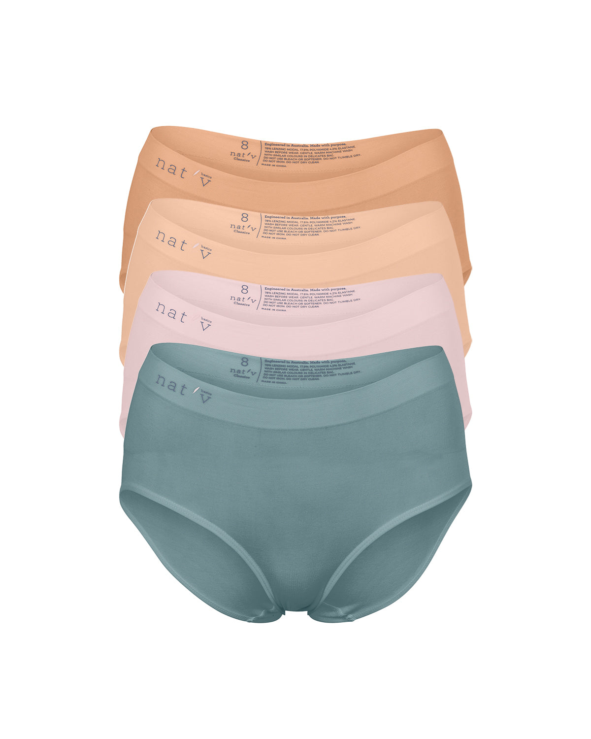 Women’s Brown / Neutrals / Blue Classic Brief Set Of Four In Bronze, Bone, Blush & Blue Extra Large Natv Basics