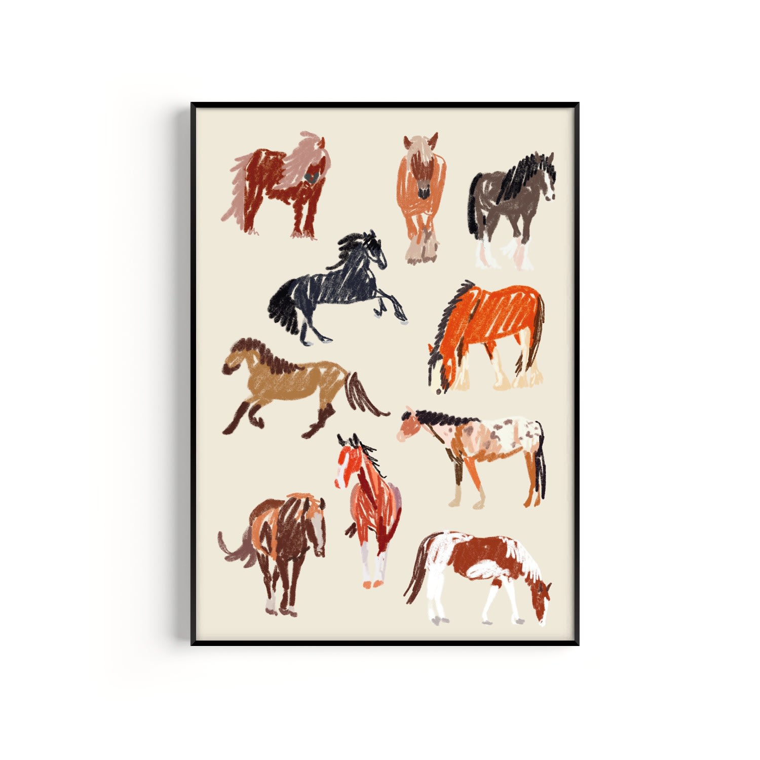 Neutrals Horse Drawing Art Print - A3 Natalie Cass Art