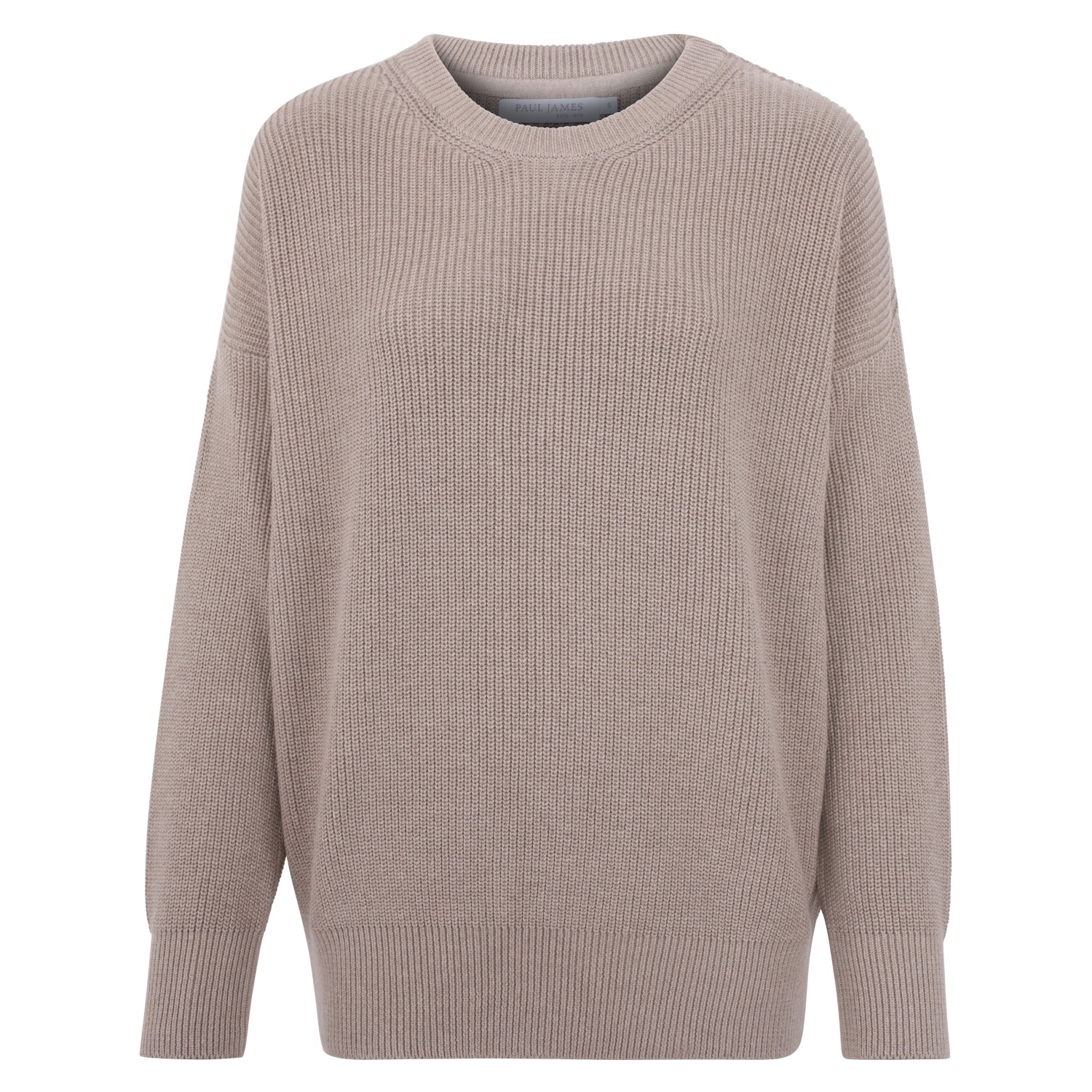 Womens Cotton Tiffany Ribbed Crew Neck Jumper - Fawn | Paul James 