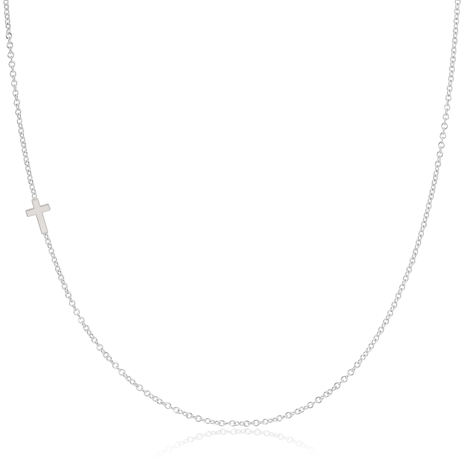 Maya Brenner Women's 14k Gold Asymmetrical Charm Necklace - White Gold - Cross