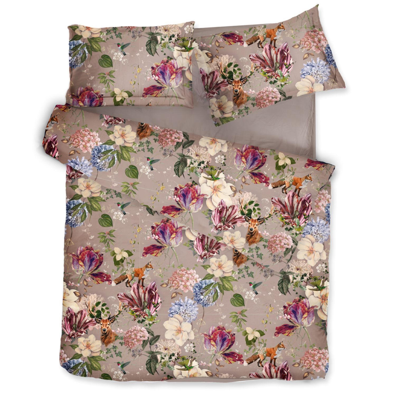 Decoflux Home Neutrals Bedding Set Magic Garden Grey Cliff Beige In Beige/gray