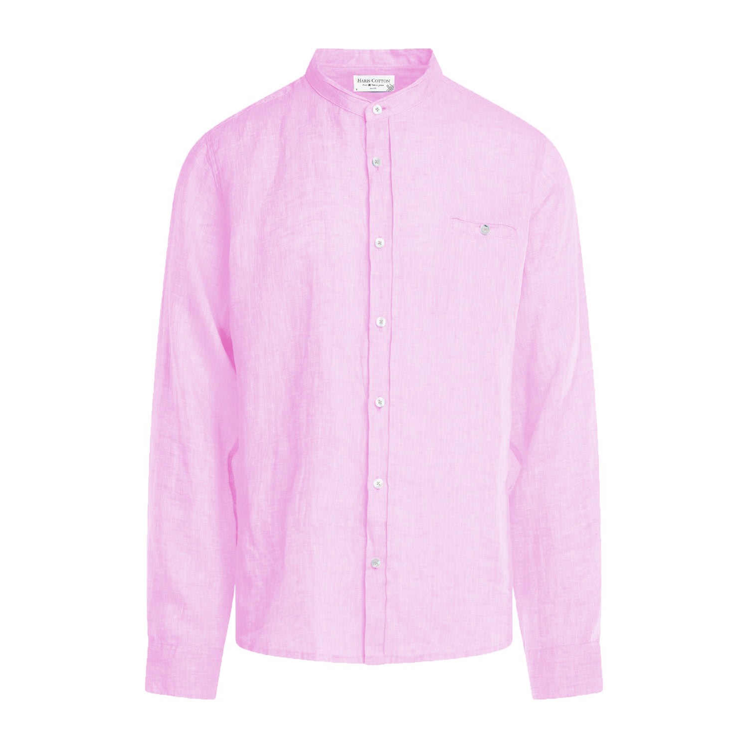 Men’s Pink / Purple Slim Fit Mandarin Neck Linen Melange Shirt - Pink Melange Small Haris Cotton