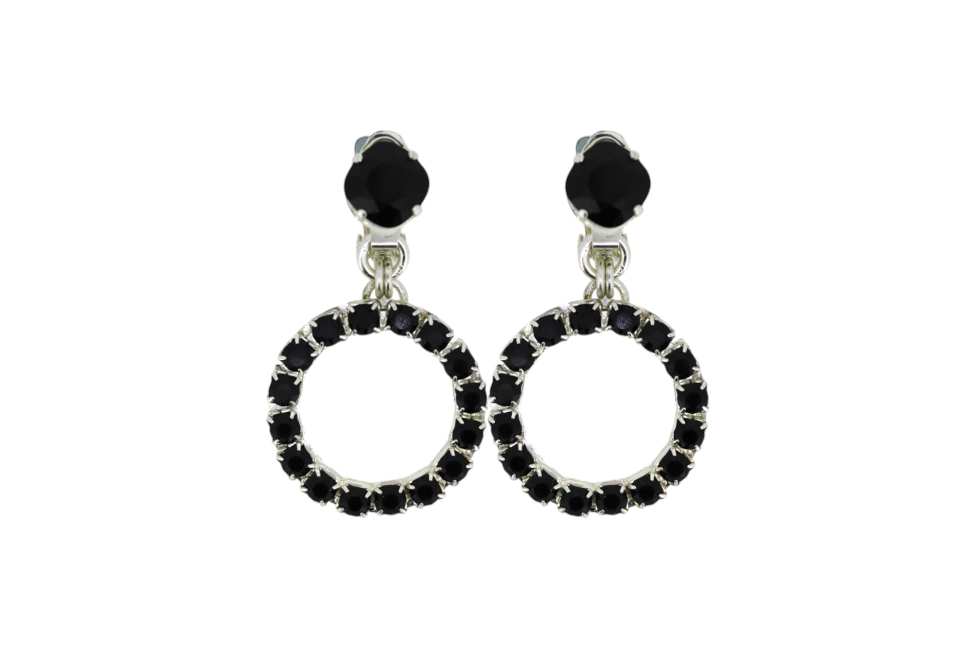Vickisarge Women's The Small Black Hoop Earrings In Platinum - Clip