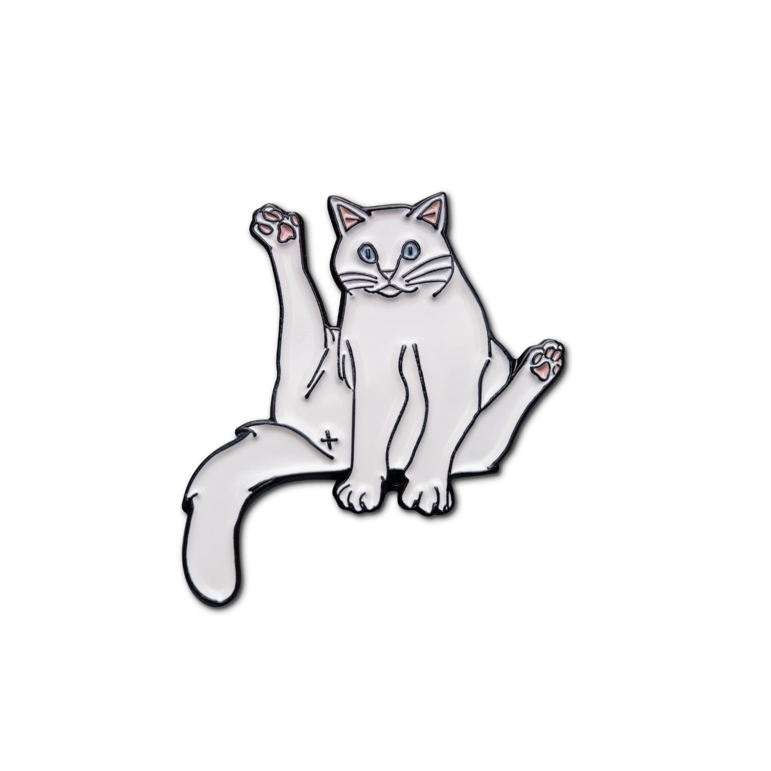 Make Heads Turn Women's White Enamel Pin Sitting Cat In White