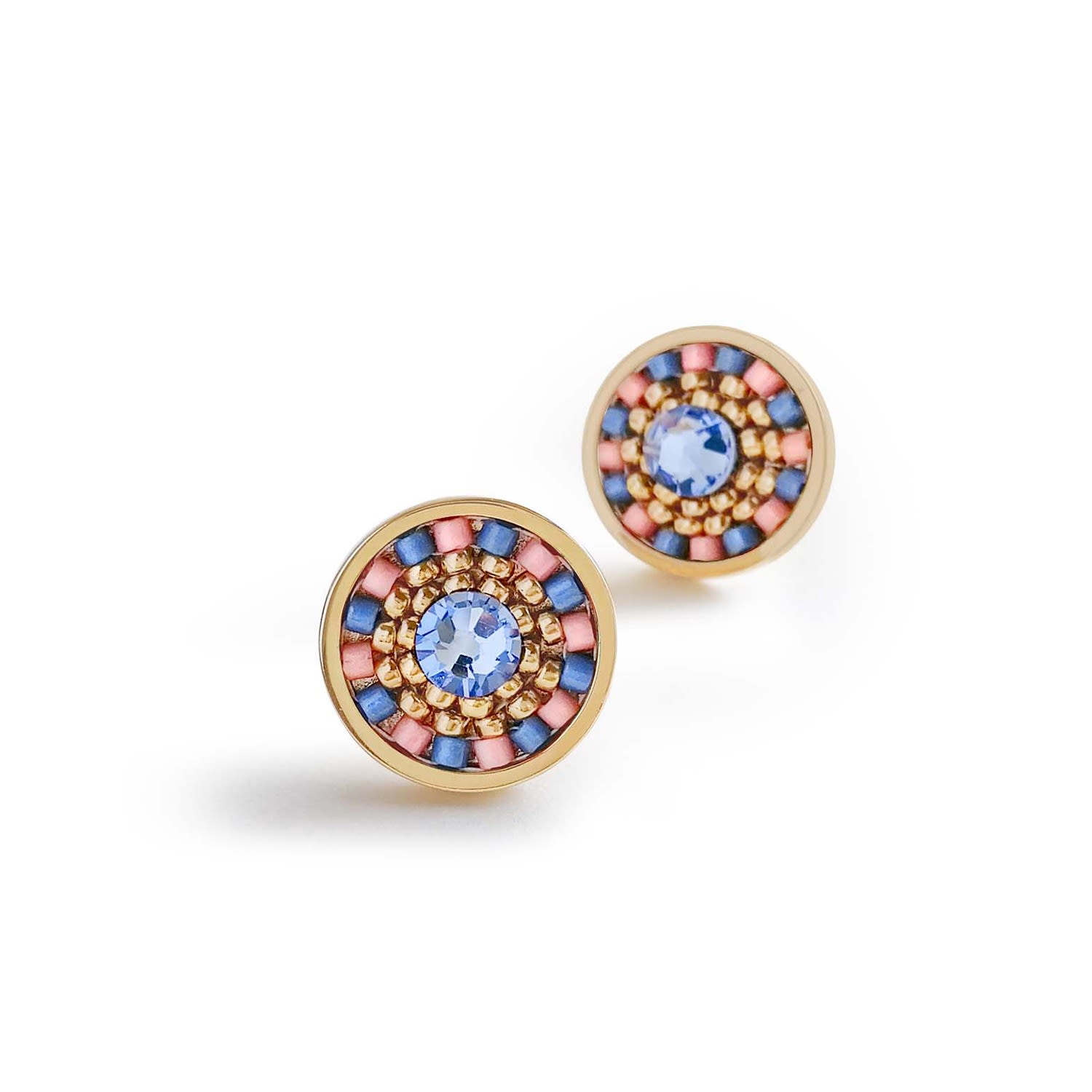 Women’s Pink / Purple / Blue Striped Medallion Stud Earrings - Prom Night Eden + Elie