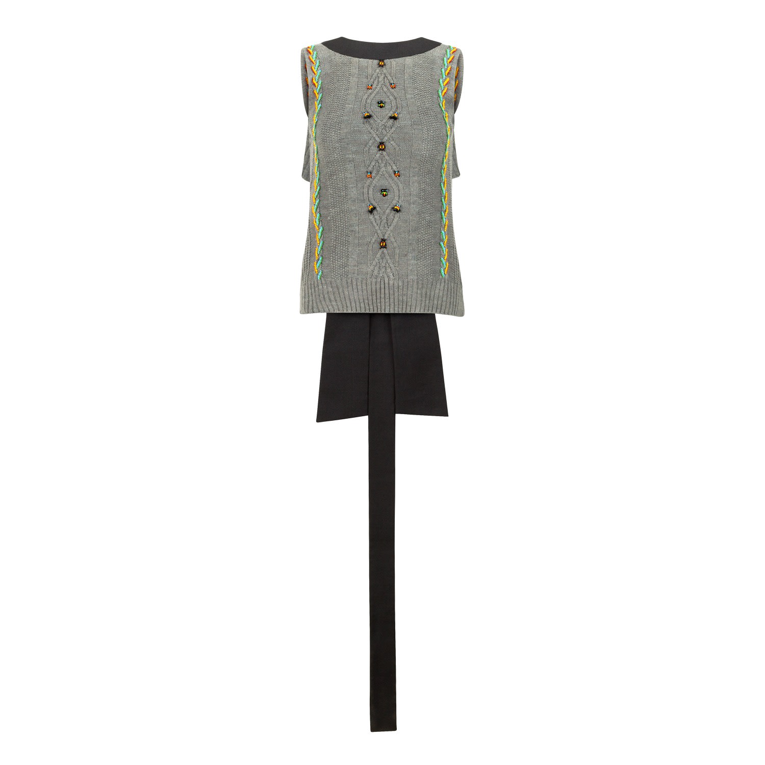 Boutique Kaotique Women's Grey Bug Wool Cut Out Top In Grey