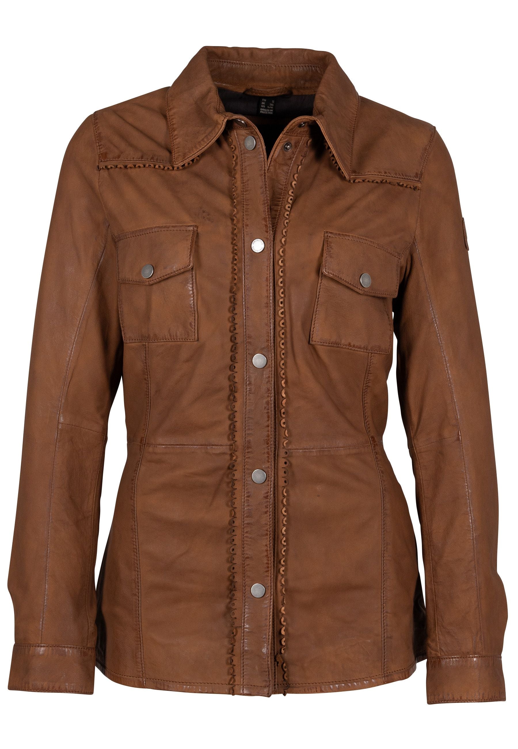 Mauritius Women's Brown Melodee Rf Leather Jacket, Cognac In Brown
