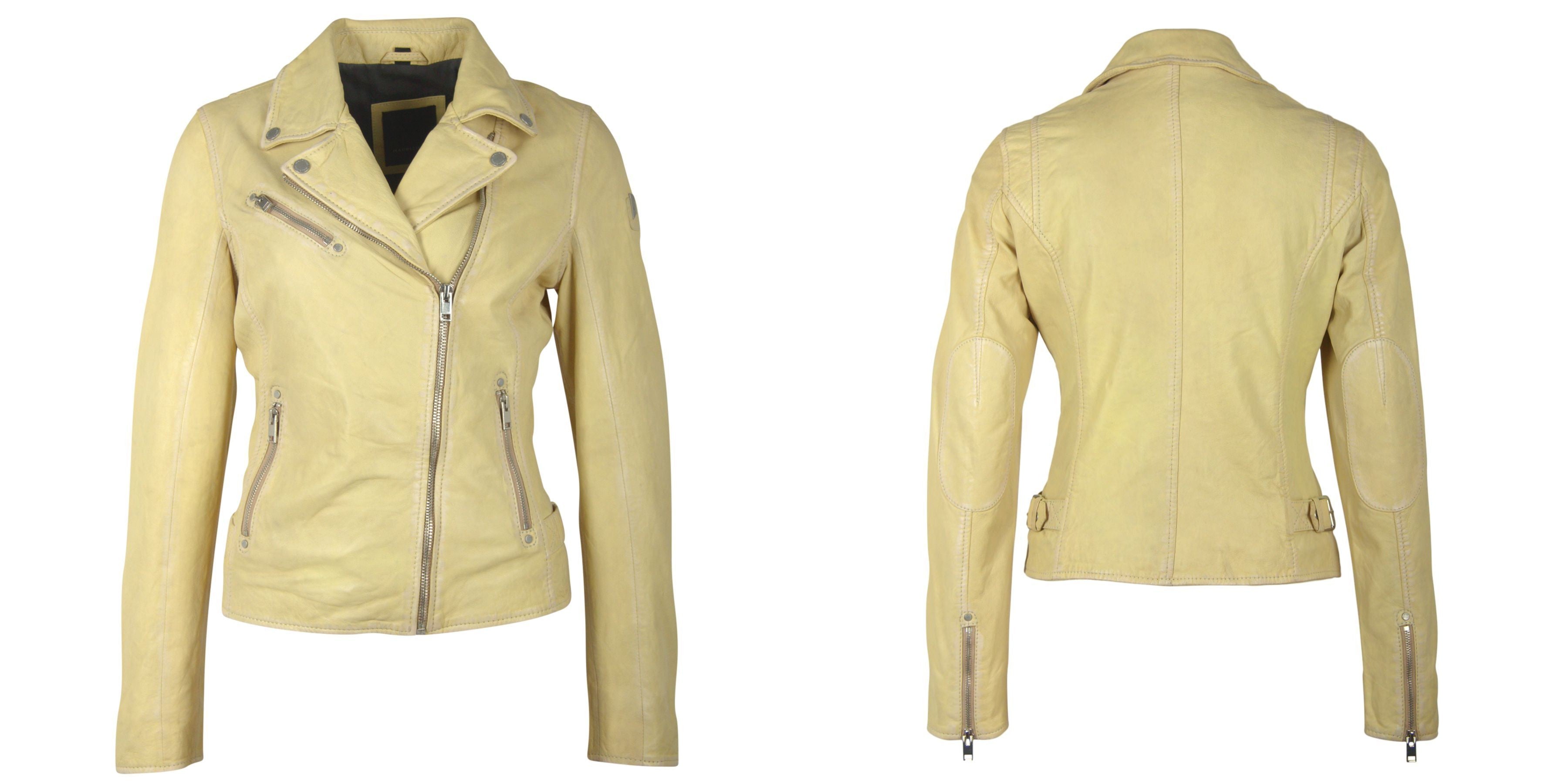 Mauritius Women's Yellow / Orange Sofia Rf Leather Jacket, Pale Yellow In Neutral