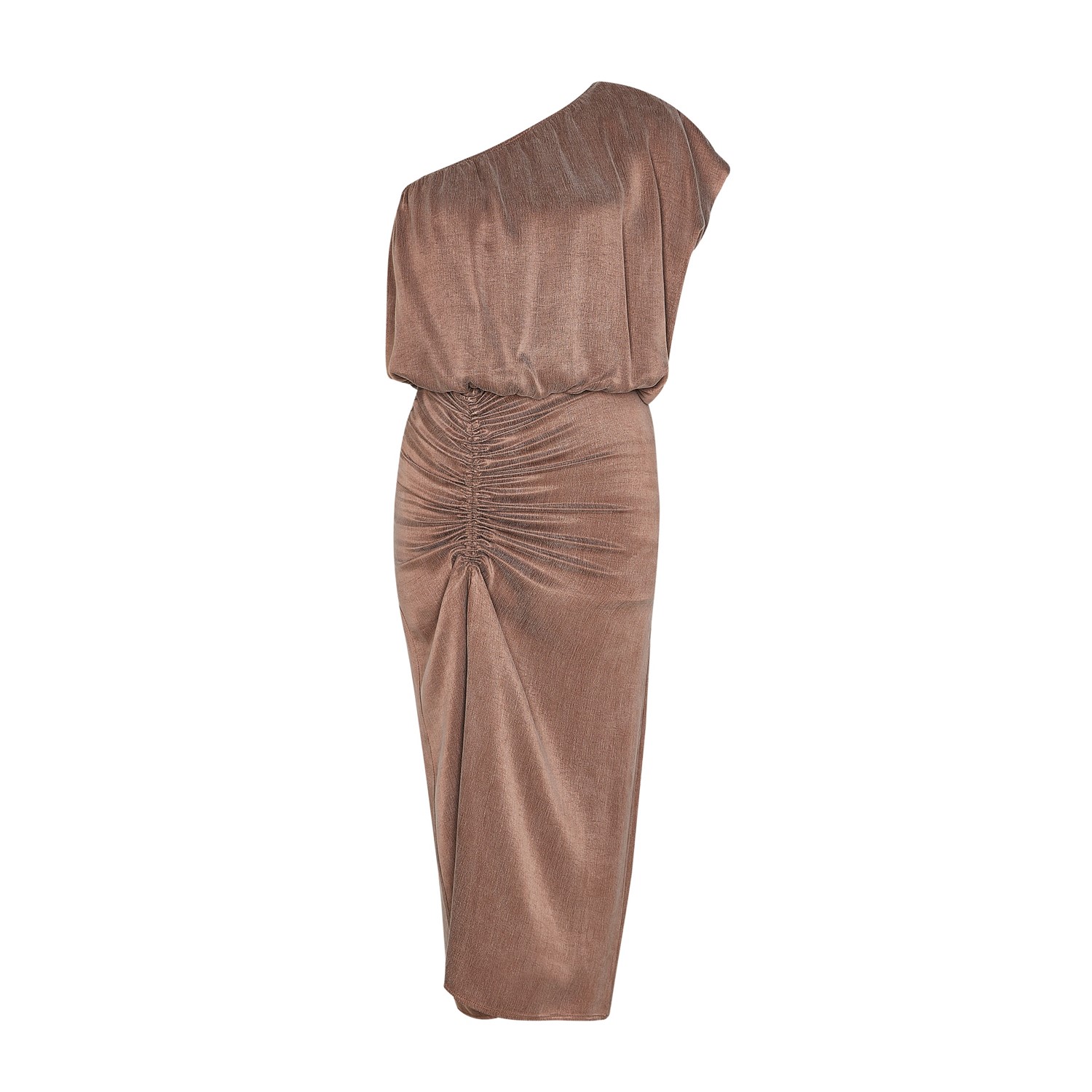 By Felizia Rue Co-ord Set With One Shoulder Top & Midi Skirt In Brown