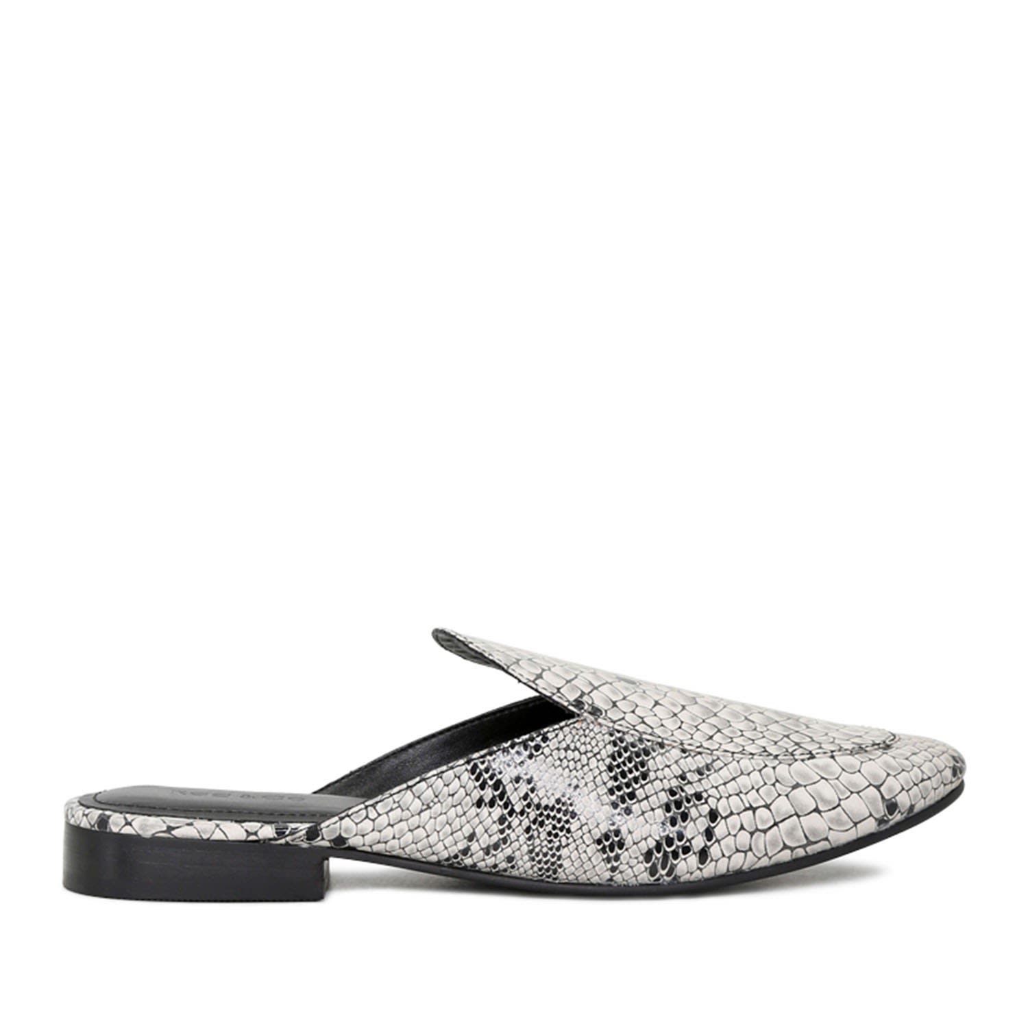Rag & Co Marla Black Metallic Leather Mules In Black
