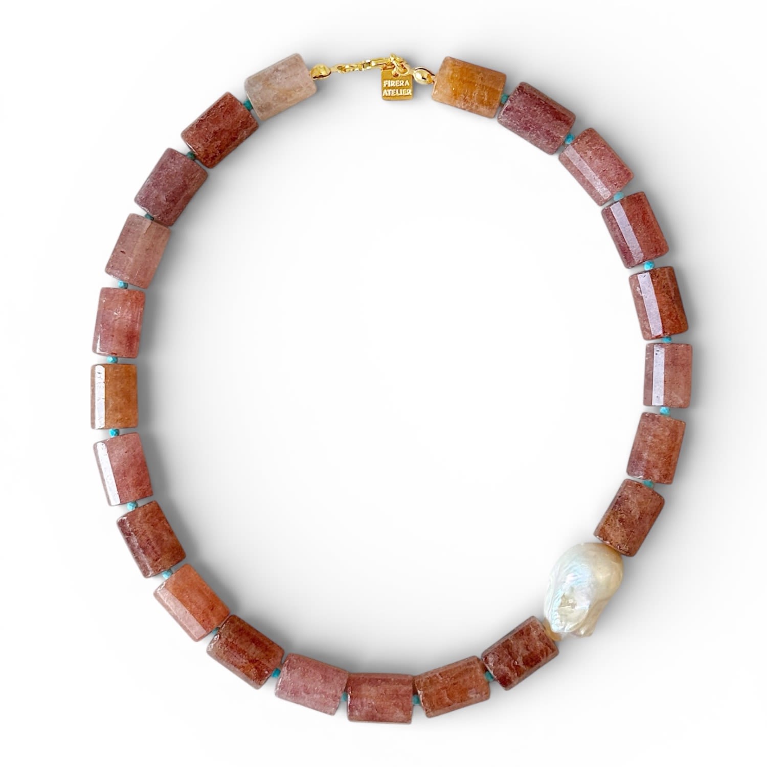 Firera Atelier Women's Blue / White / Pink Rosava Necklace In Brown
