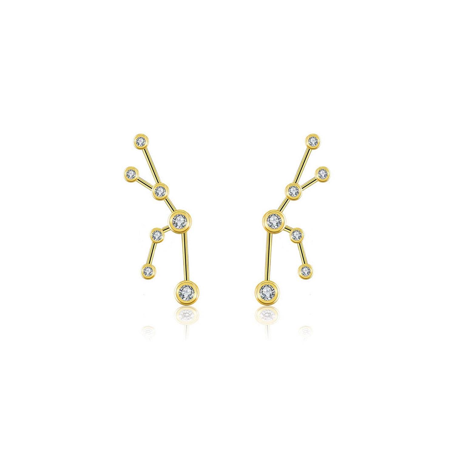 Genevieve Collection Women's Taurus Zodiac Constellation Earring 18k Yellow Gold & Diamond In Gold