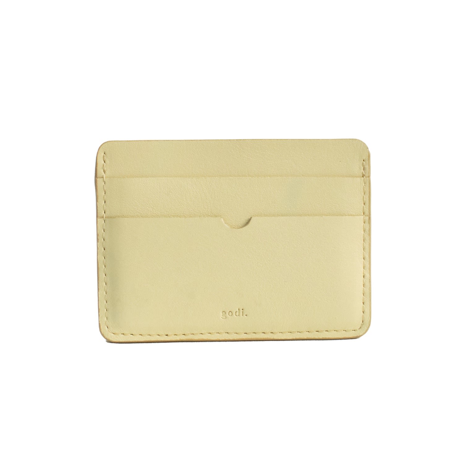 Godi. Women's Gold / White Handmade Leather Card Case - French Vanilla In Yellow