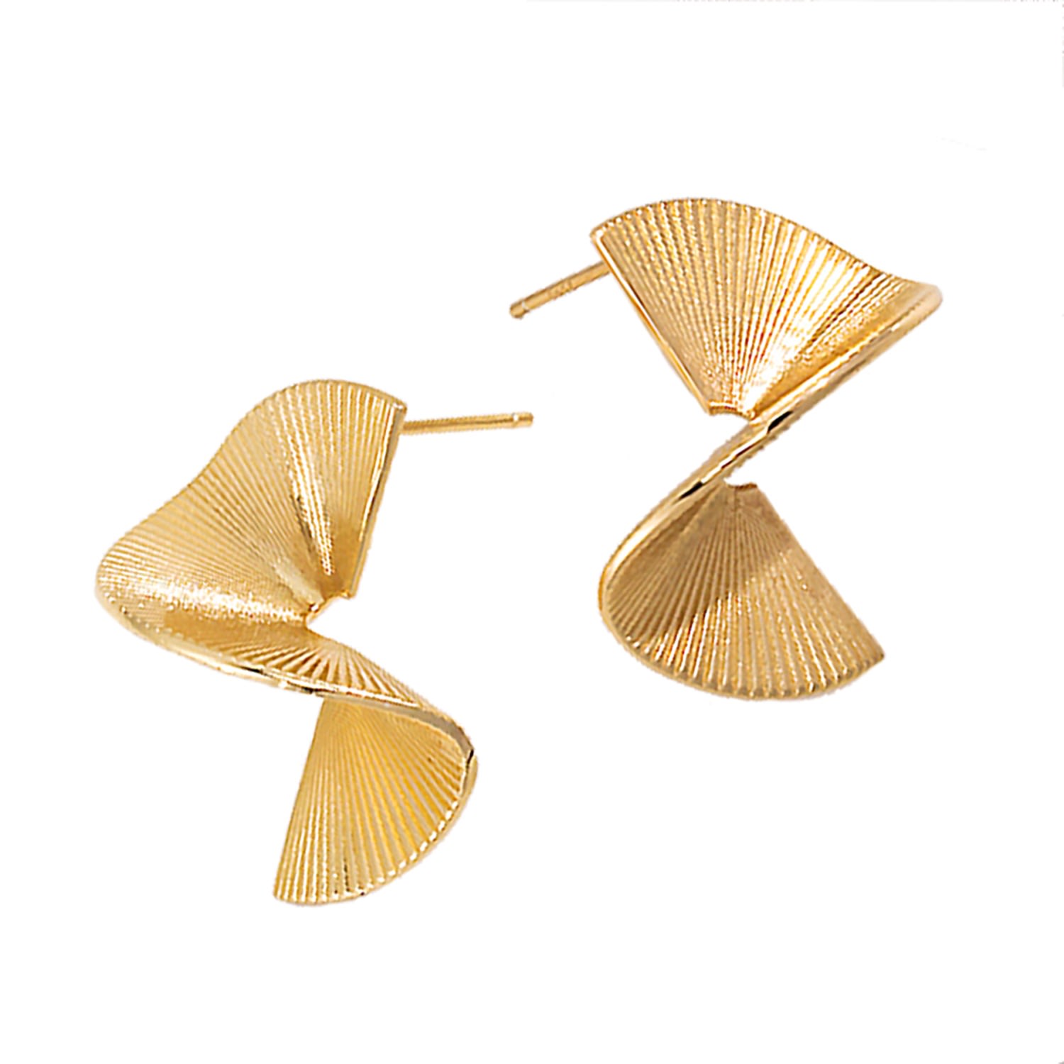 Ms. Donna Women's Twist Shape Gold Plated Sterling Silver Earrings