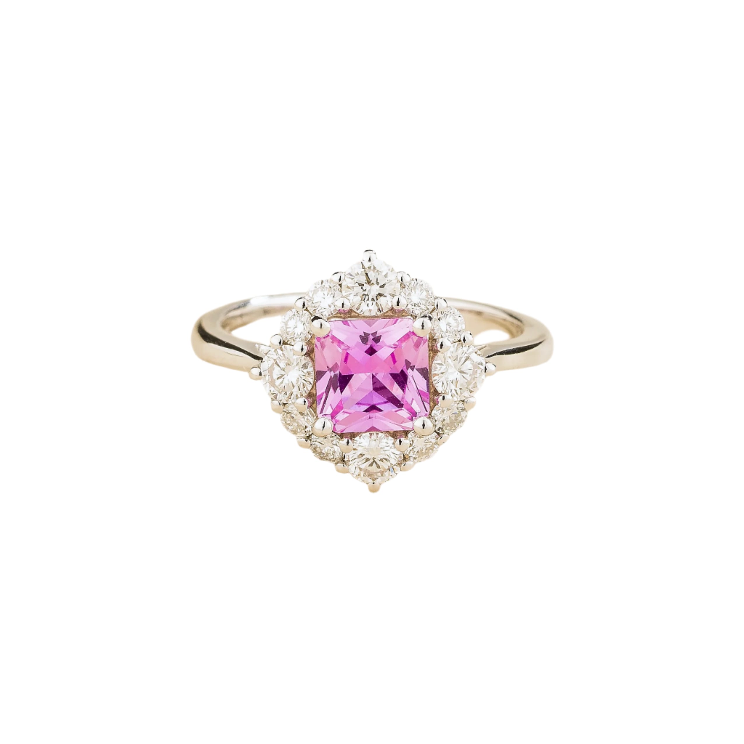 Juvetti Women's White / Pink / Purple Tulip White Gold Ring Pink Sapphire & Diamond