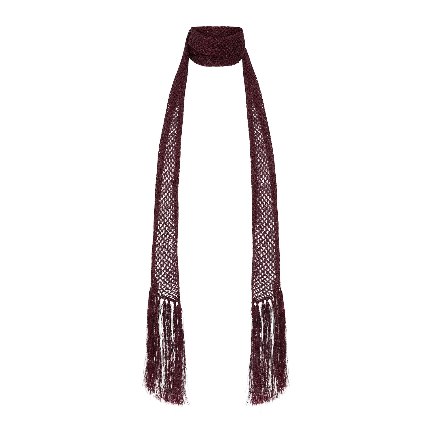 Women’s Red Burgundy Metallic Fine Knit Scarf One Size Little Lies