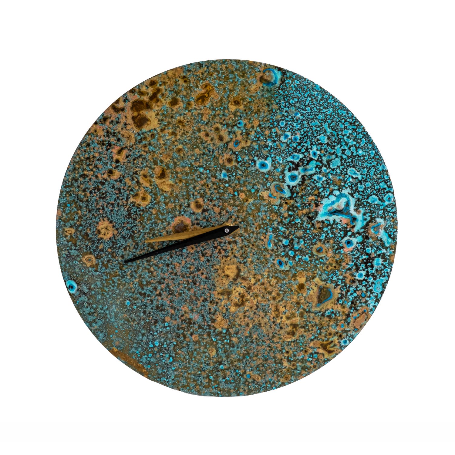 Anatoliacraft Green / Brown Handmade Solid Copper Wall Clock With Verdigris Green Patina – Artistic Home Décor