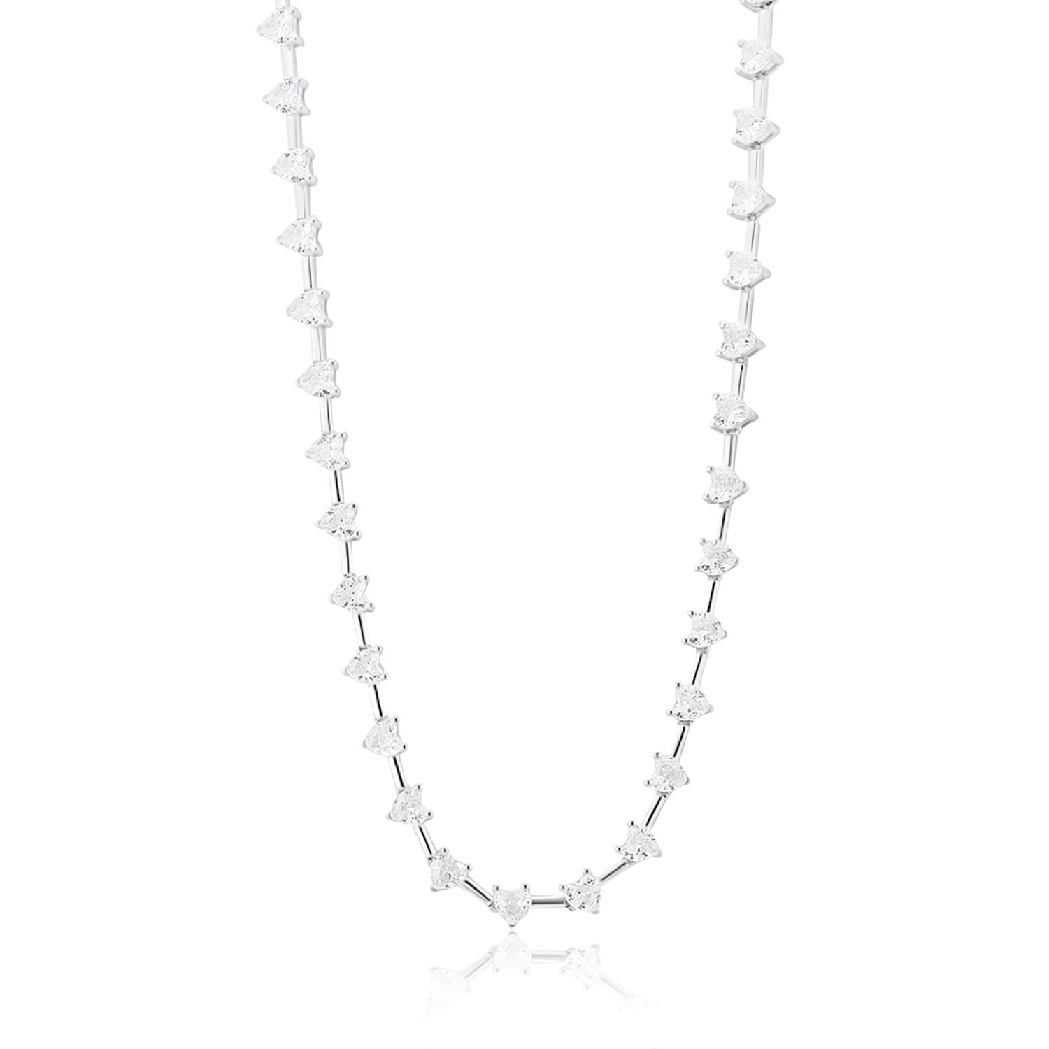 Women’s Heart Shaped Bar Tennis Necklace - Silver Shymi