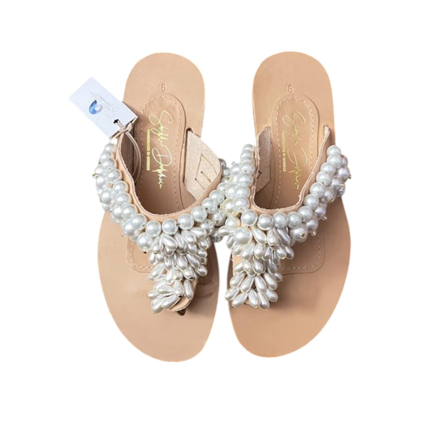 Sibylla Delphica Women's White Jeweled Leather Sandals Full Of Pearls -  Olympia