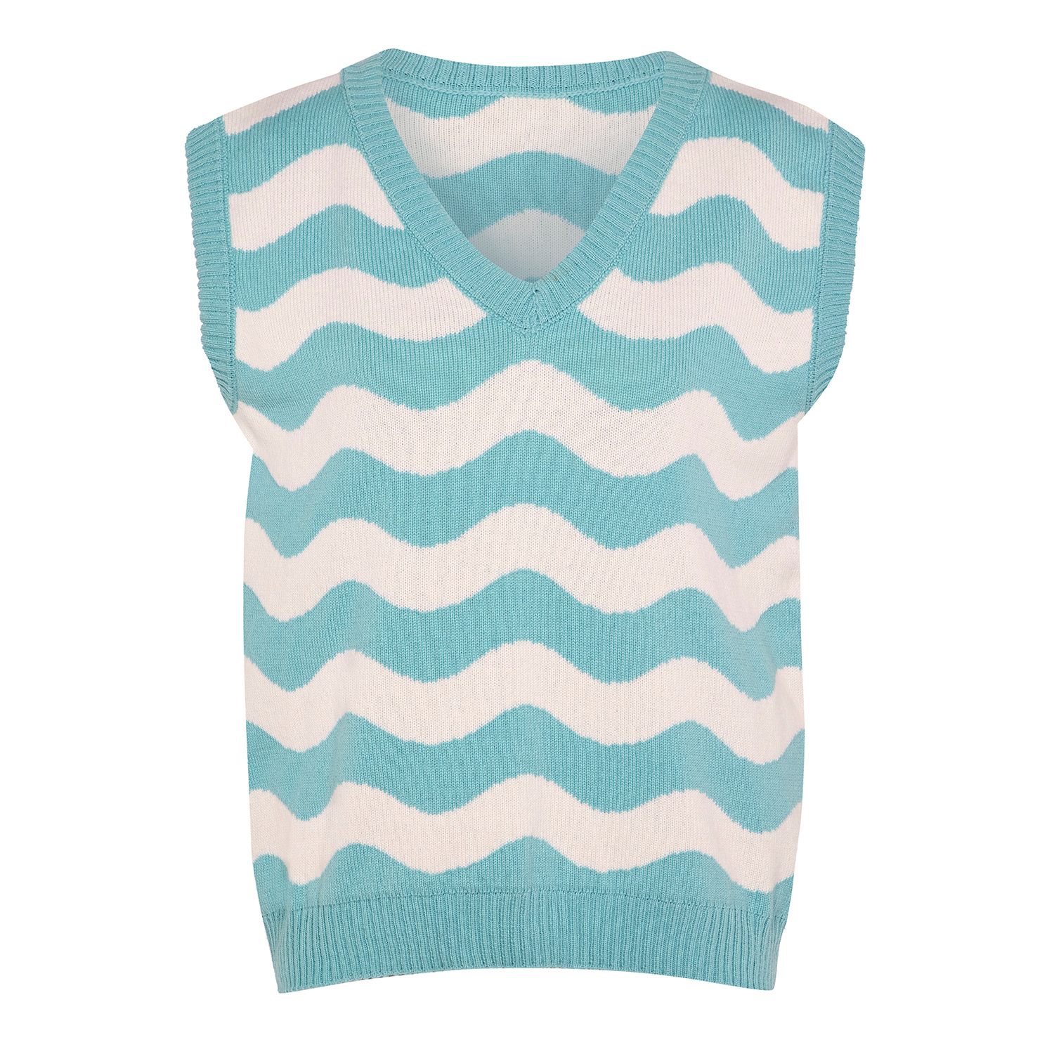 Ingmarson Men's Waves Vest Wool & Cashmere Blue & White In Blue