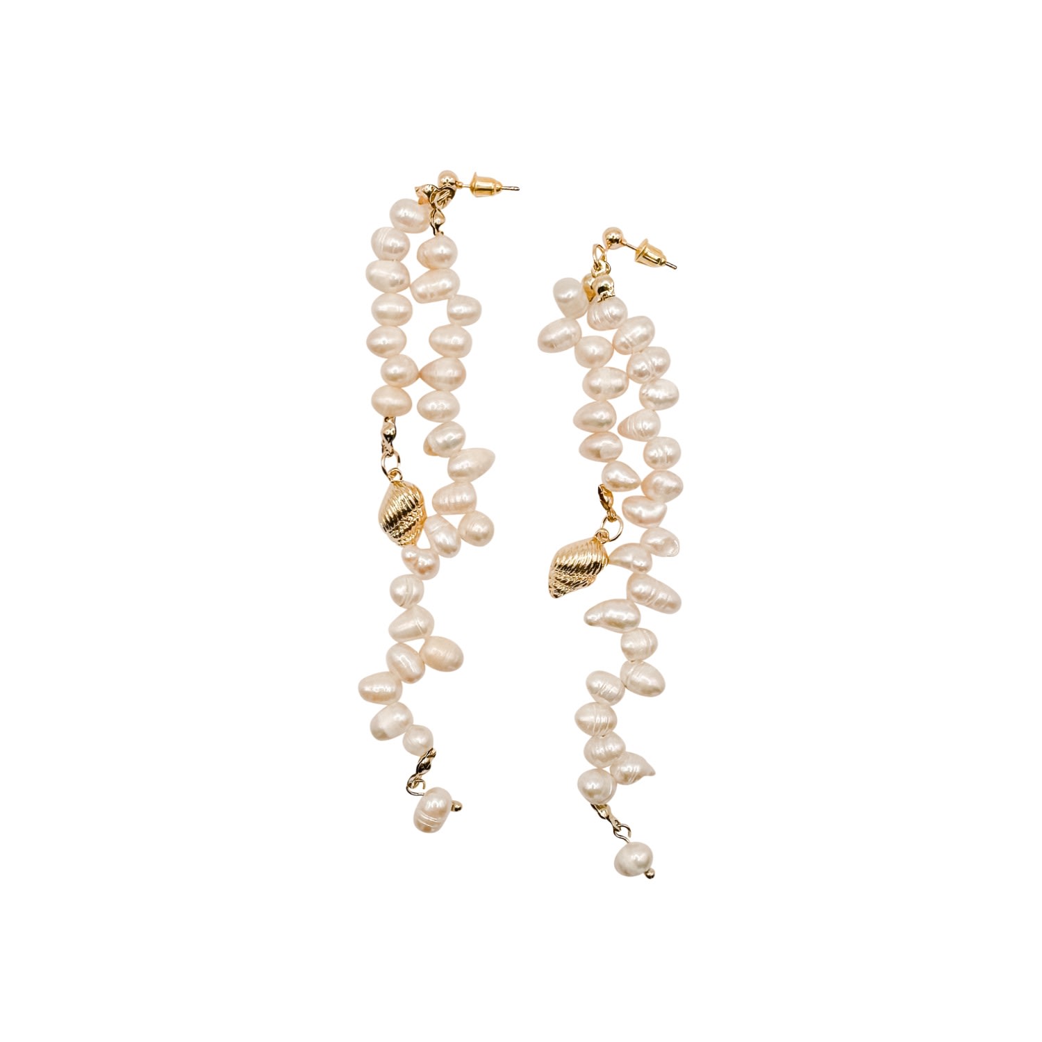 Women’s Gold Pearl Cluster Waterfall Earrings Babaloo Jewelry