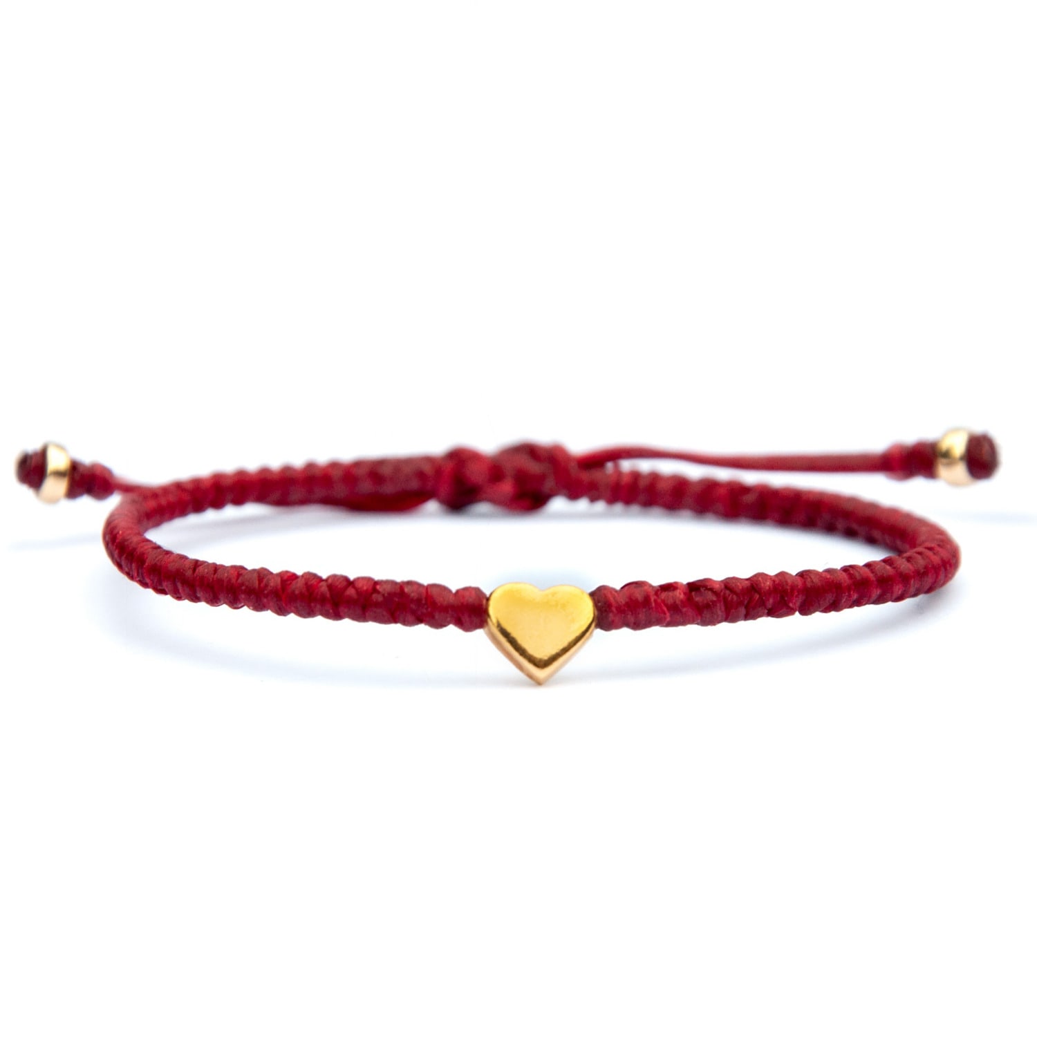 Harbour Uk Bracelets Women's Valentino Red String Bracelet With Gold Heart Bead - Red