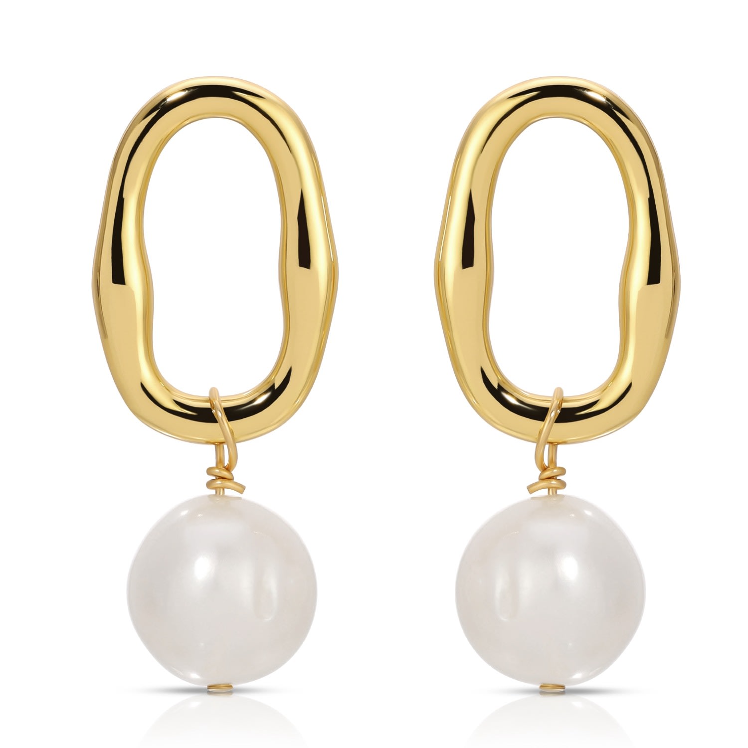 Zepplin The Label Women's Sorrento Earrings - Goldfilled With Pearls - Pearls Drop Earrings - Bridal Earrings In Burgundy