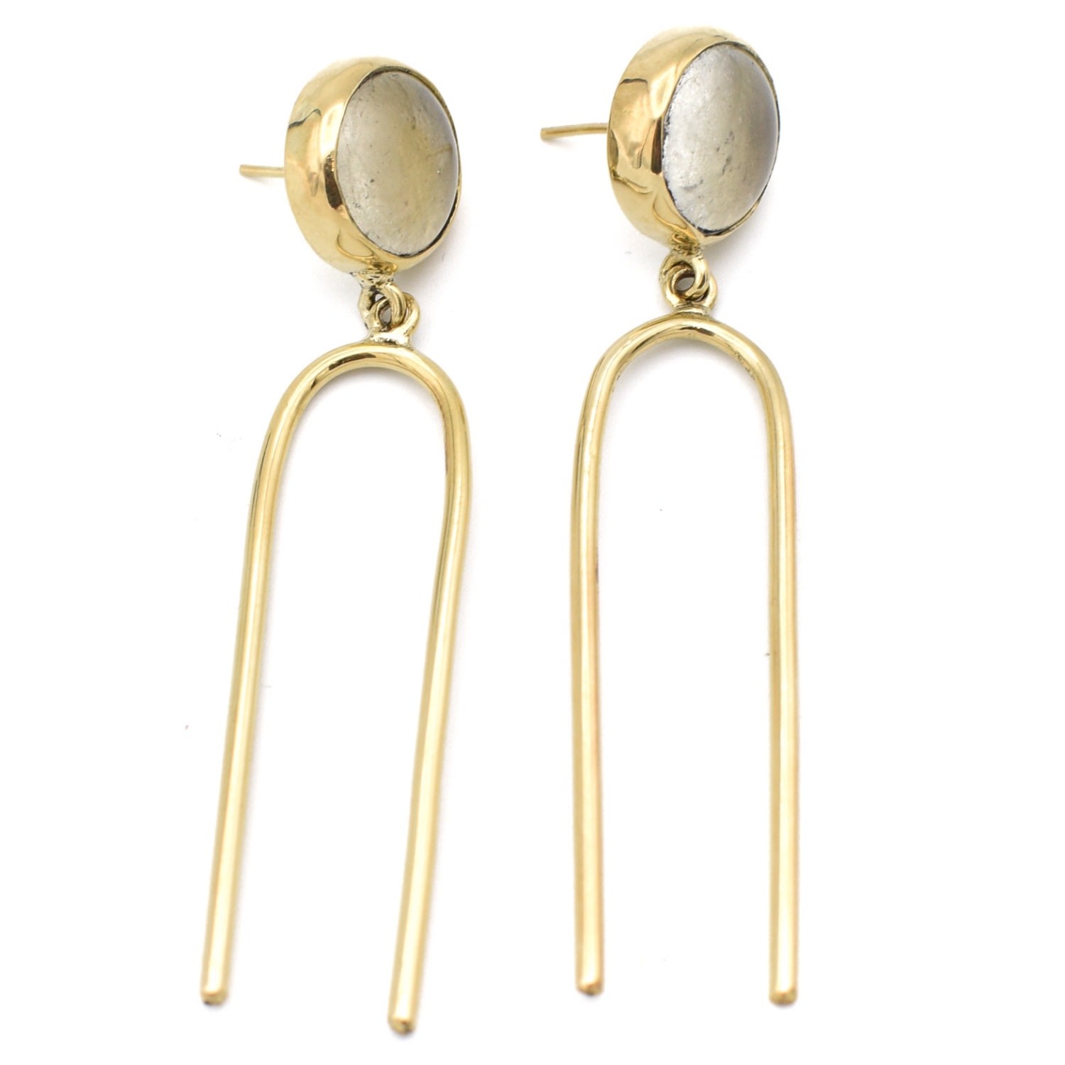 Women’s Neutrals Glass U-Drop Earrings Lala Salama