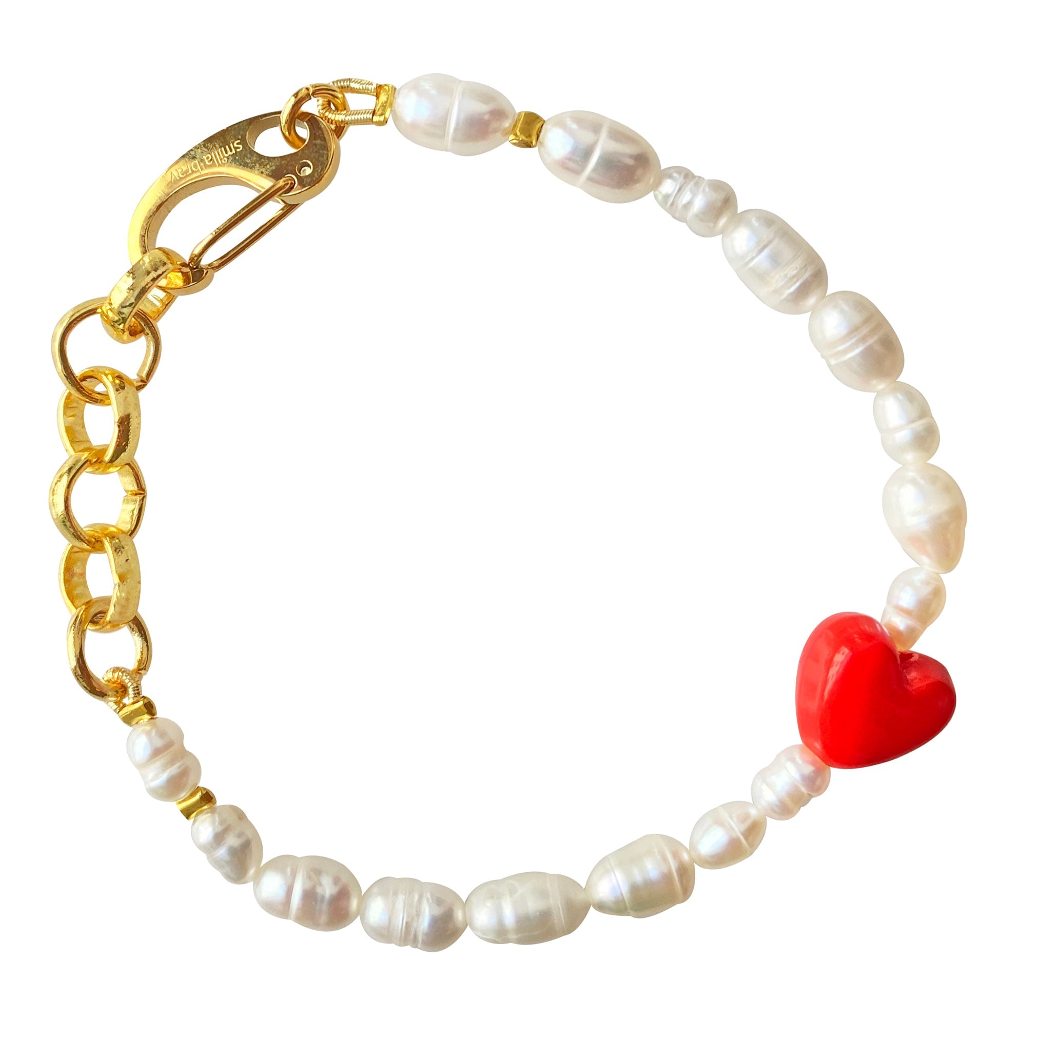 Smilla Brav Women's White / Red / Gold Bracelet Love Note In Multi