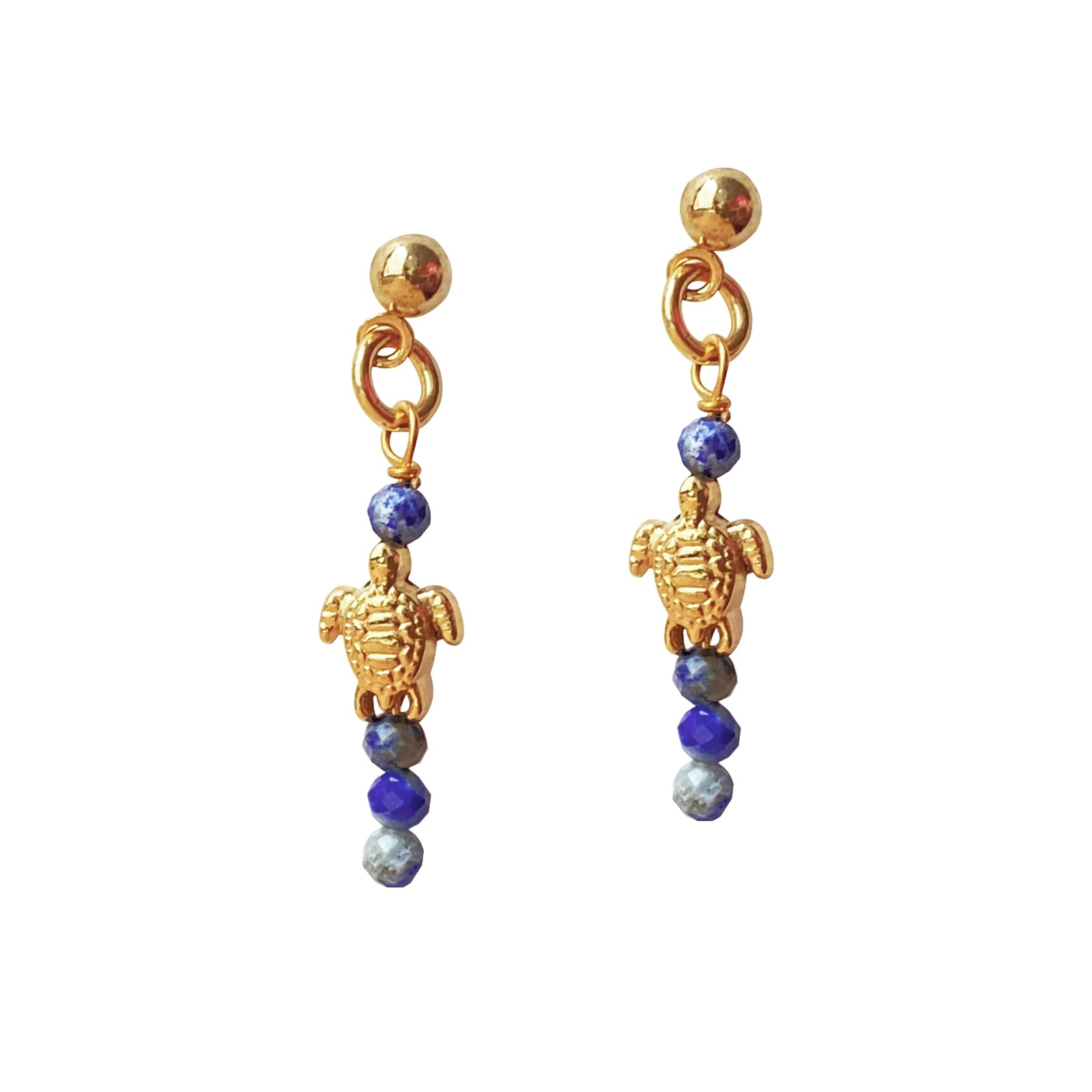 Women’s White / Gold / Blue Turtle Earrings Ada Smilla Brav