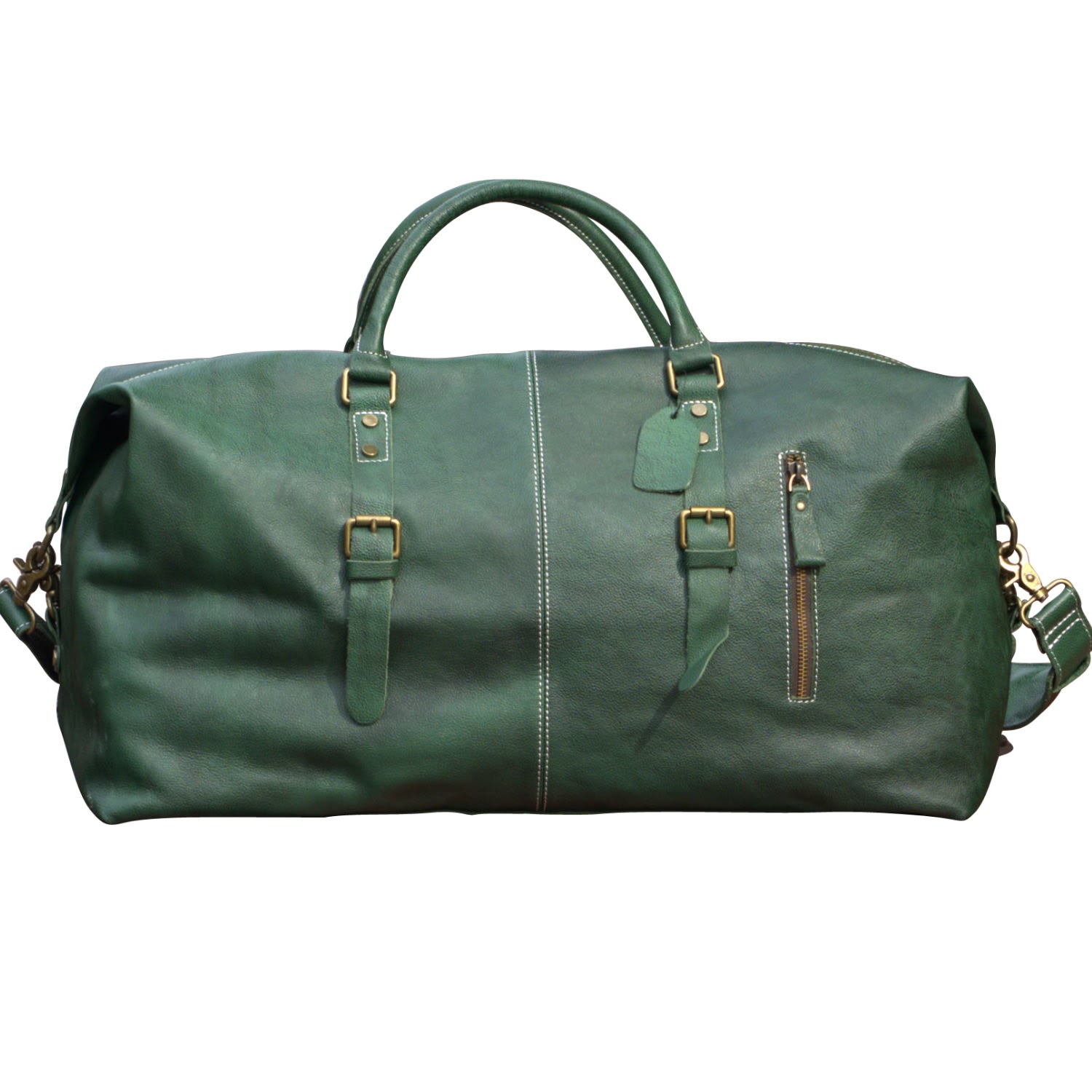 Men’s Zip Detail Genuine Leather Holdall - Taupe Brown Touri