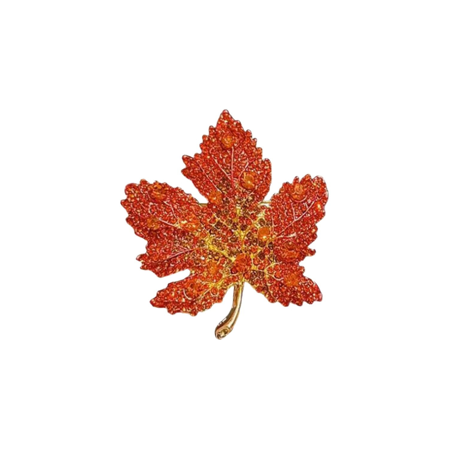 Chanel Joan Elkayam Women's Gold / Orange / Red Crystal Maple Leaf Brooch