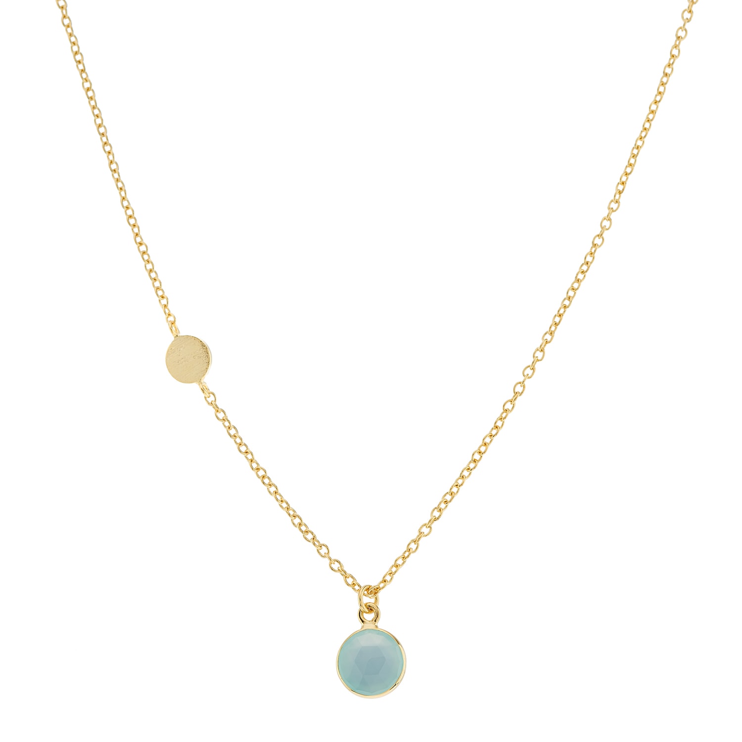 Women’s Blue Salina Gold Vermeil Disc & Aqua Chalcedony Necklace | Auree Jewellery