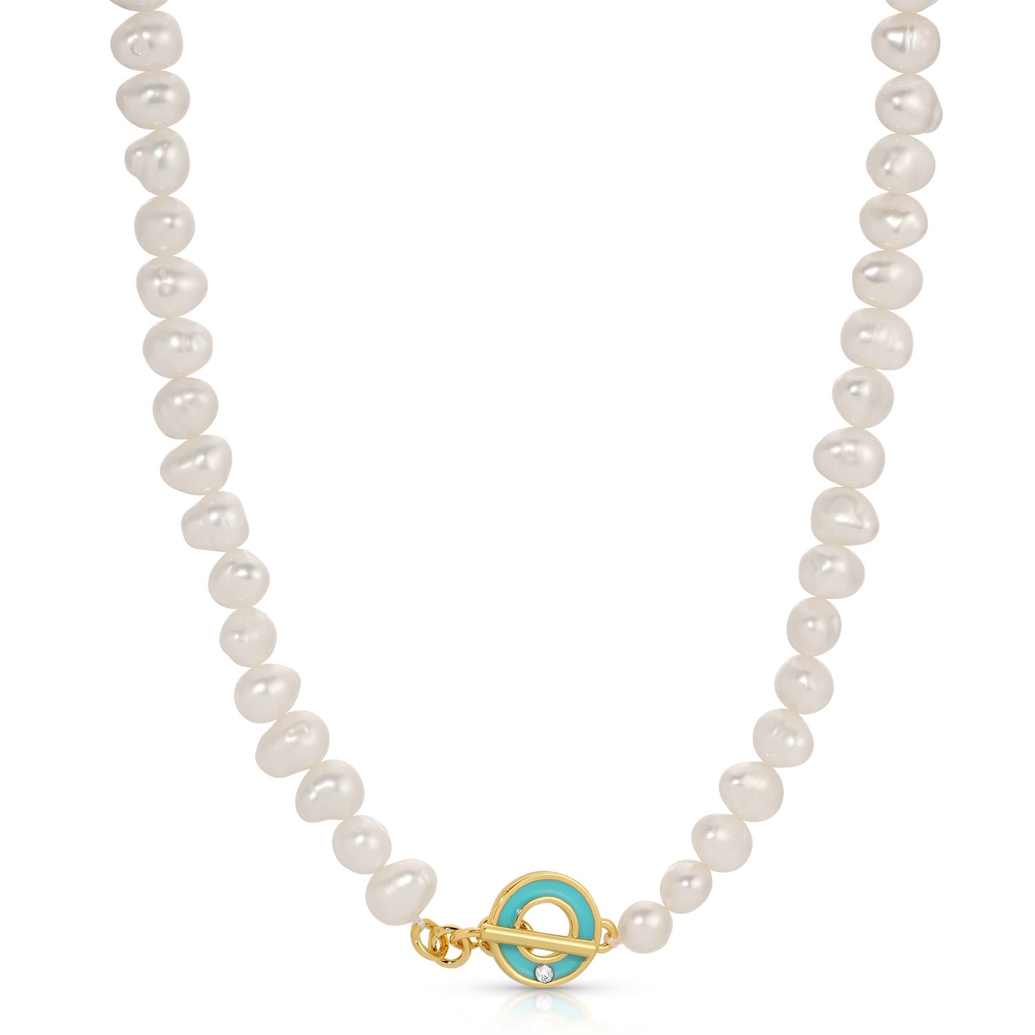 Leeada Jewelry Women's White / Blue Tropez Pearl Necklace - Turquoise