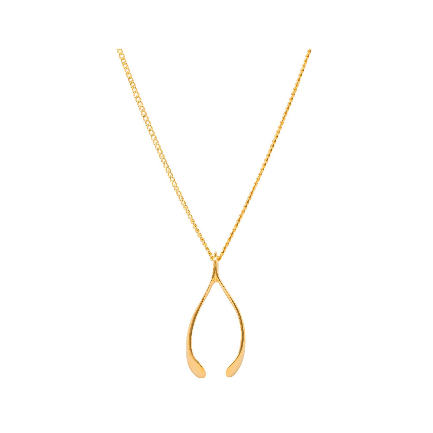 Women’s Small Yellow Gold Plated Wishbone Necklace Katie Mullally