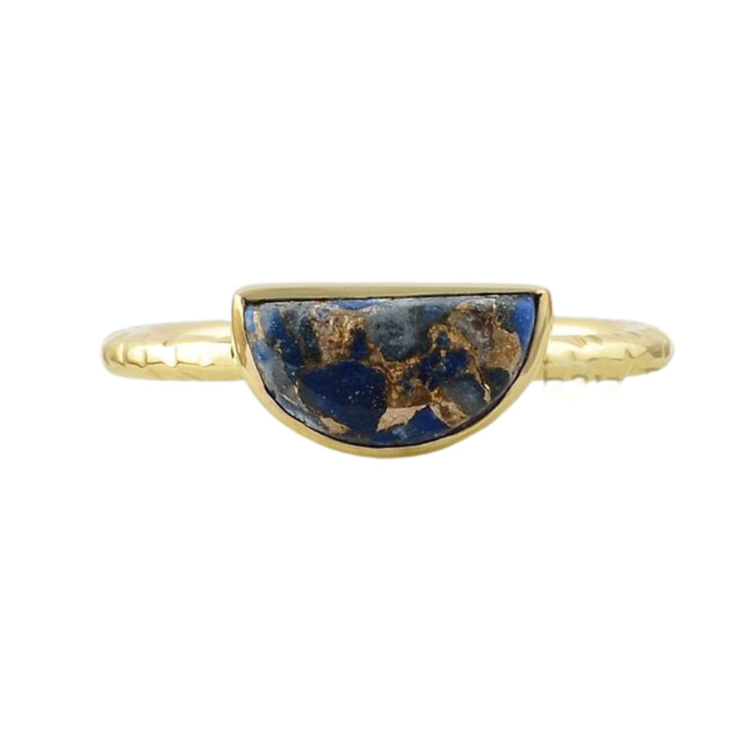 Women’s Blue / Gold Gold Vermeil Blue Lapis Lazuli Gemstone Crystal Ring Harfi