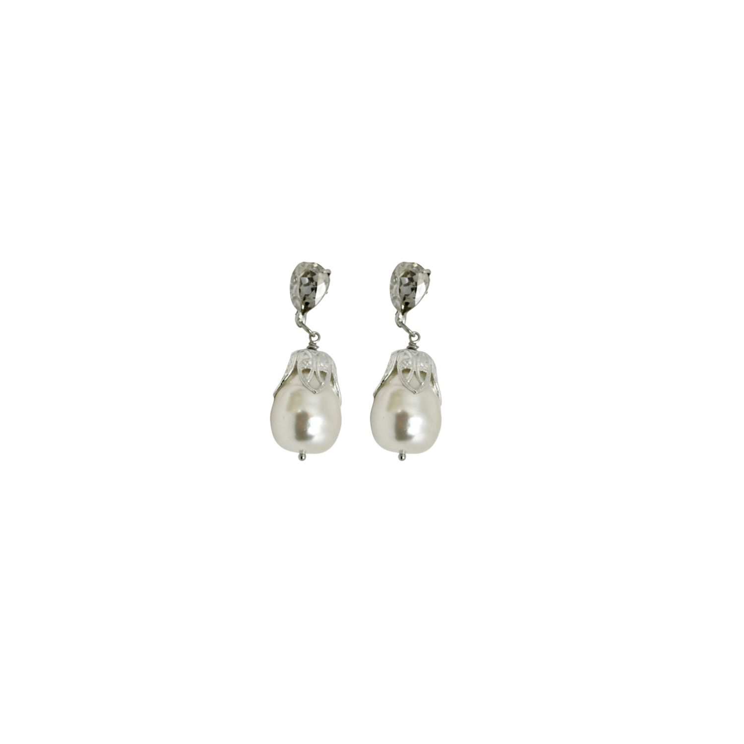 Iskra Women's Silver / White Gothic Grande Pearl Earrings In Multi