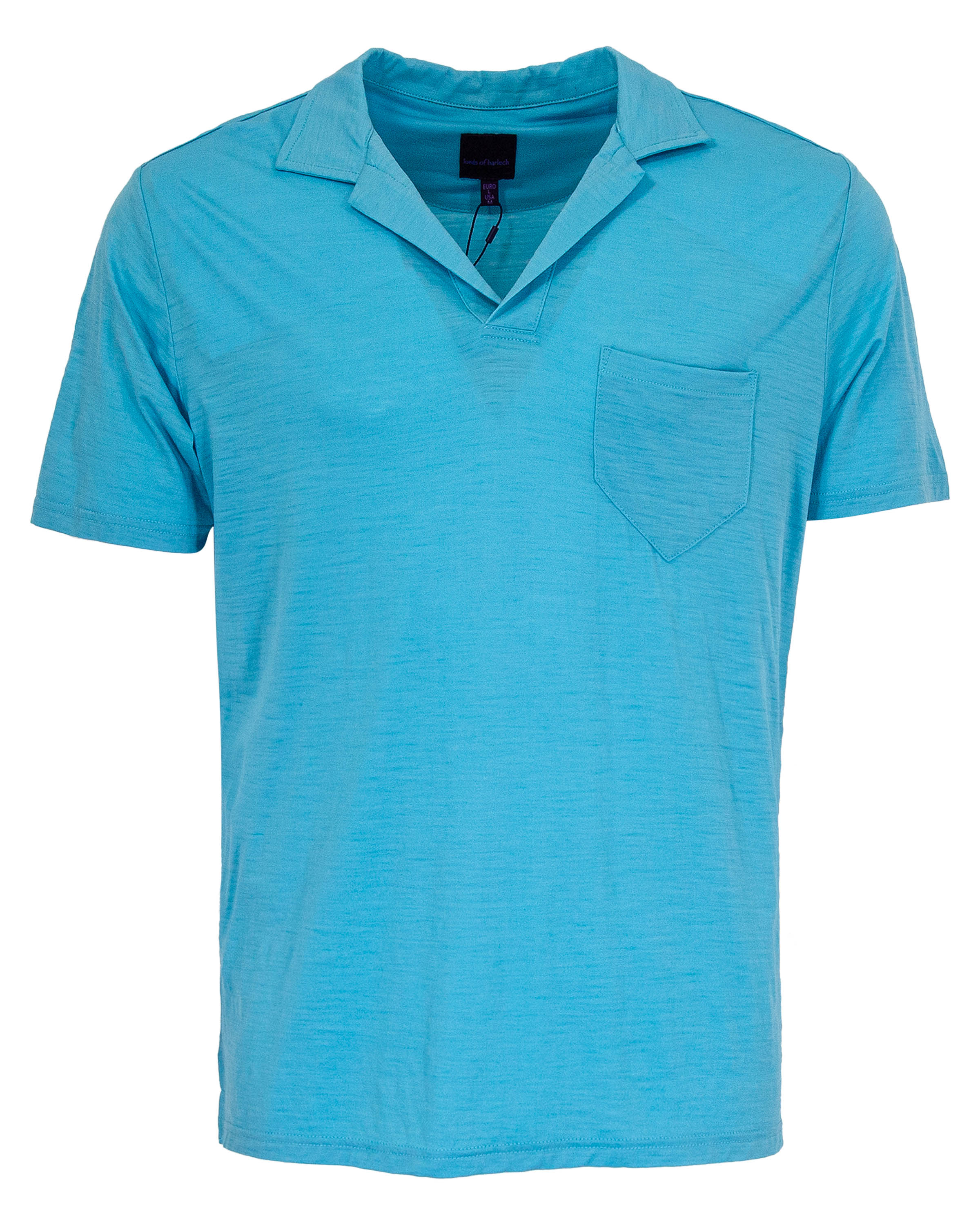 Lords Of Harlech Bobby Merino Wool Johnny Collar Polo City Geo In Blue
