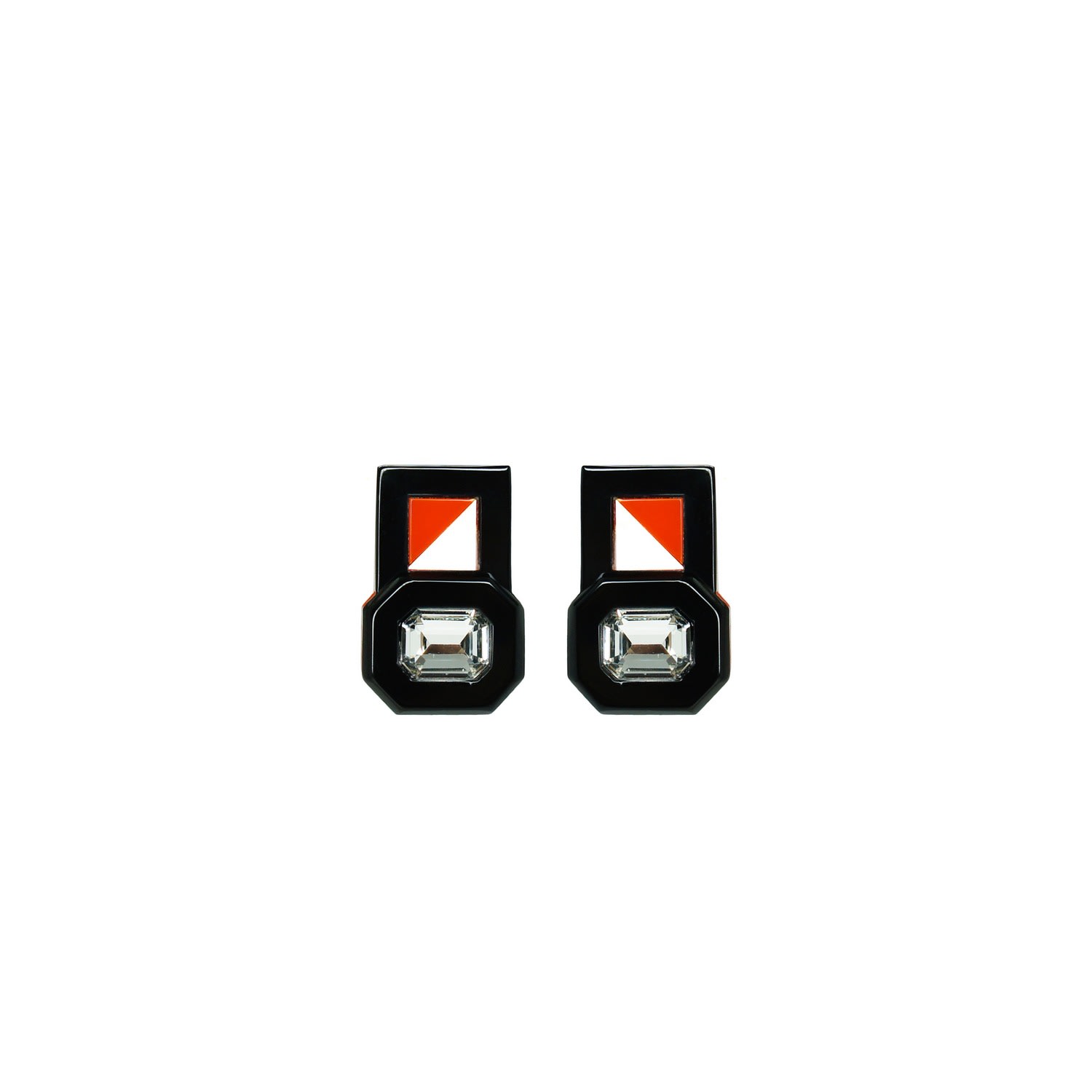 Gissa Bicalho Women's Handmade Acrylic Earring P Deco Octogonal Cut Stone Orange In Multi