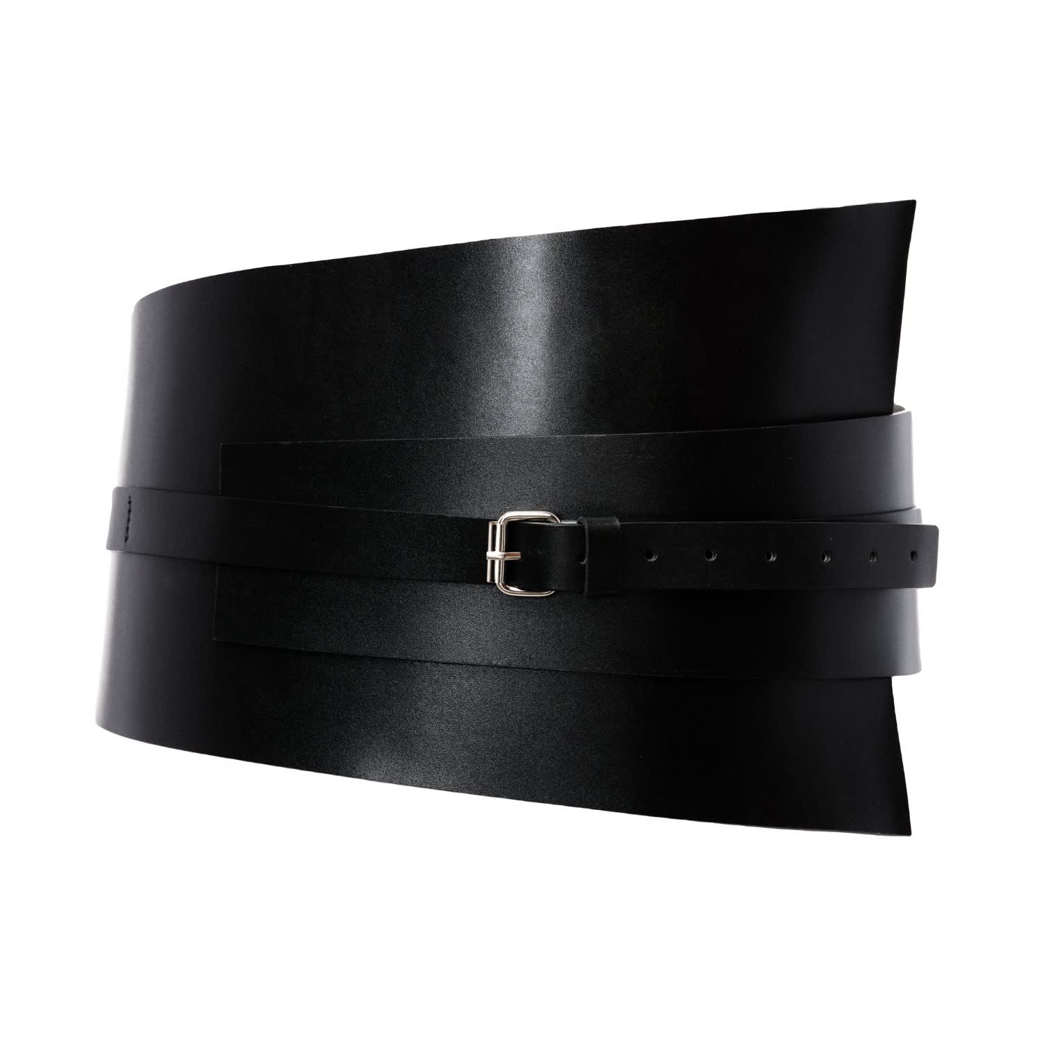 Wide Black Leather Waist Corset Belt Cara, PLIK x HAYA