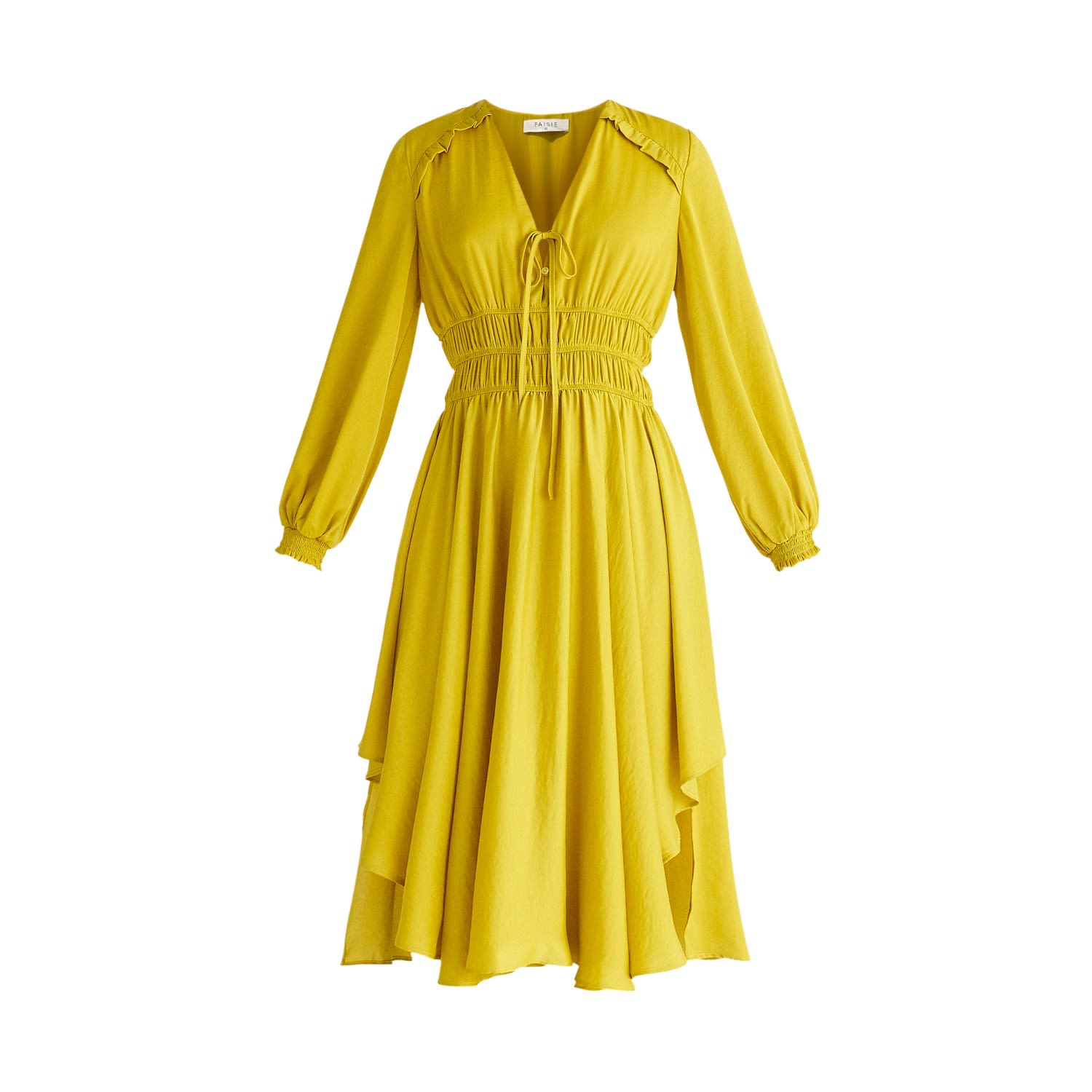 Women’s Yellow / Orange Ruched Waist Midi Dress In Mustard Yellow Extra Small Paisie