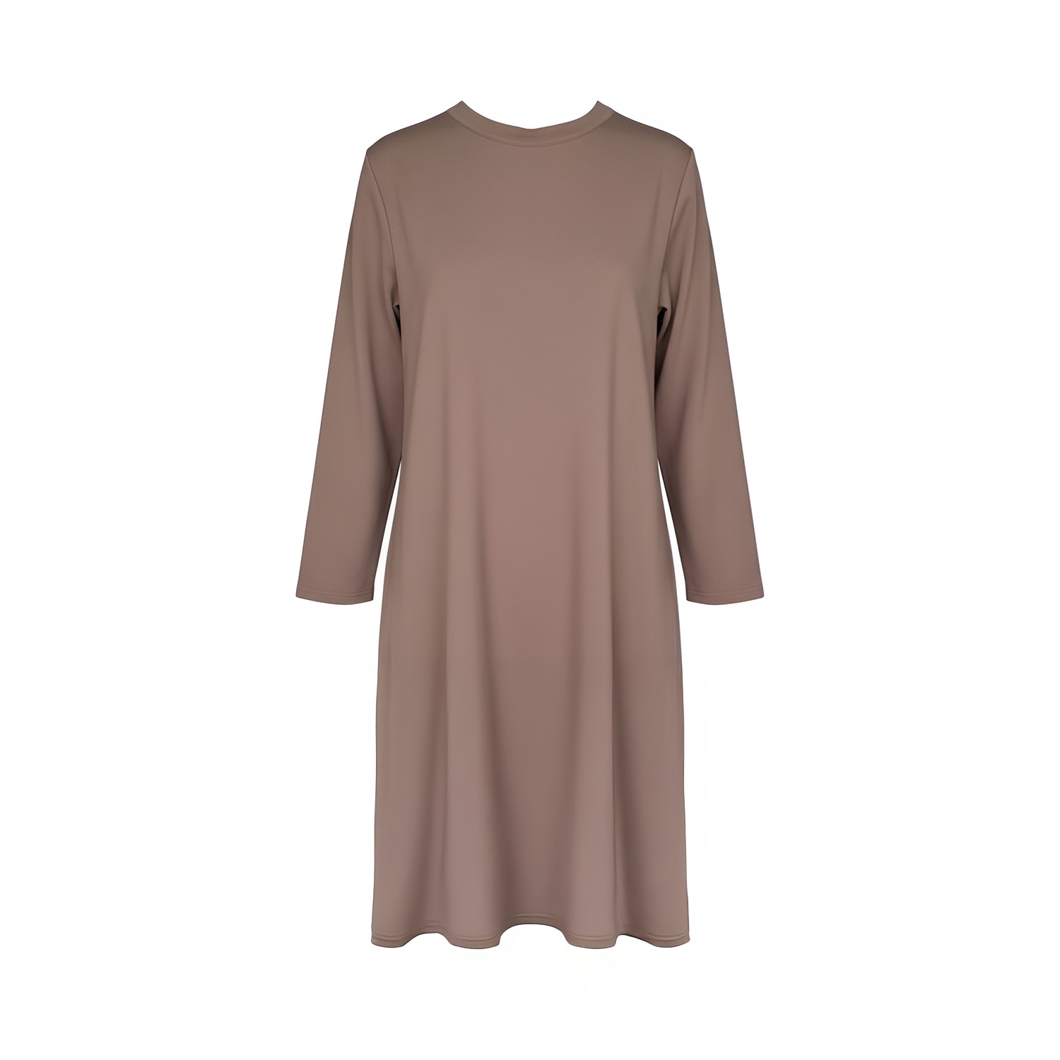 Haris Cotton Women's Brown Long-sleeve Balloon Dress In Ponte Fabric Cinnamon