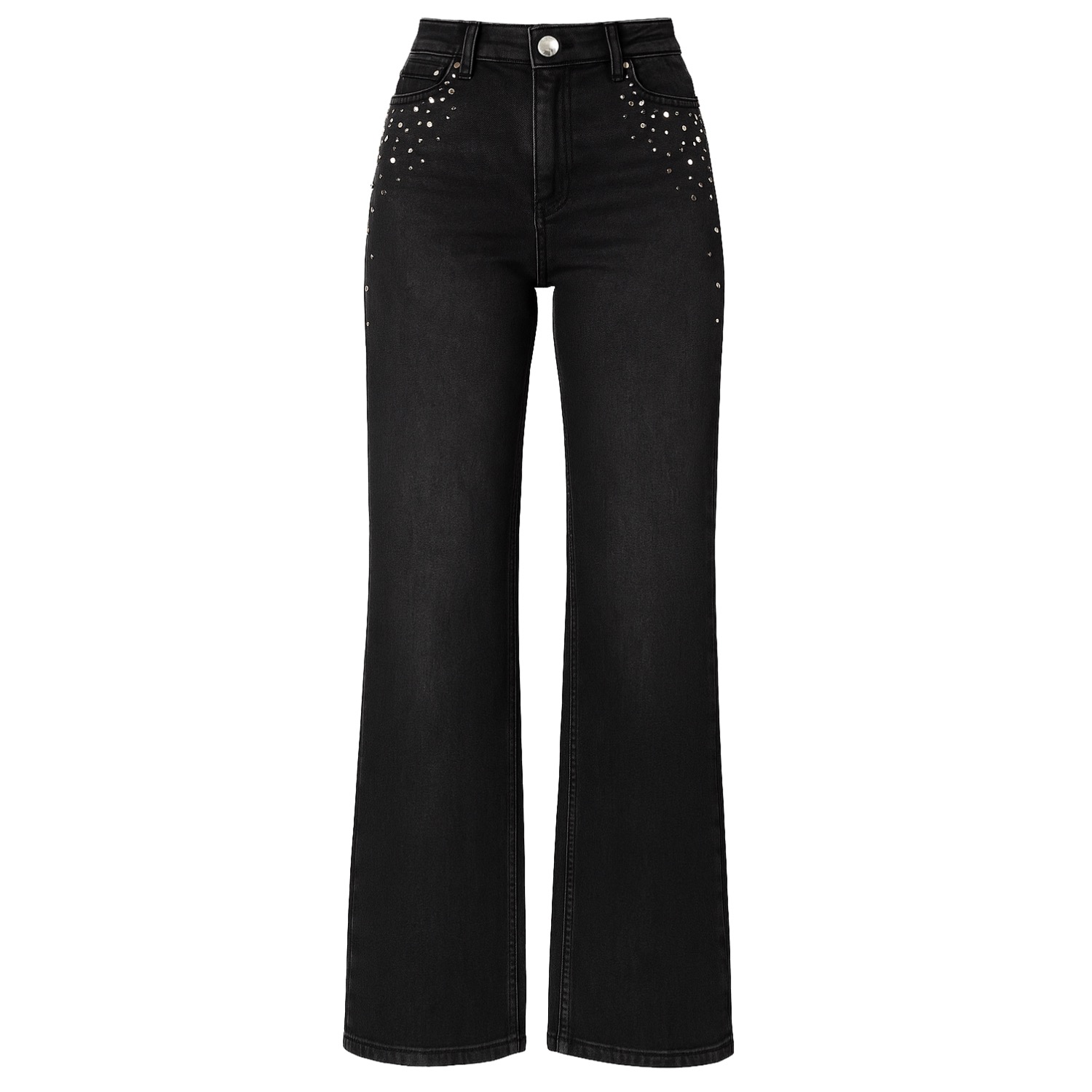 Otthie Women's Embellished High-waisted Black Denim Pants In Black